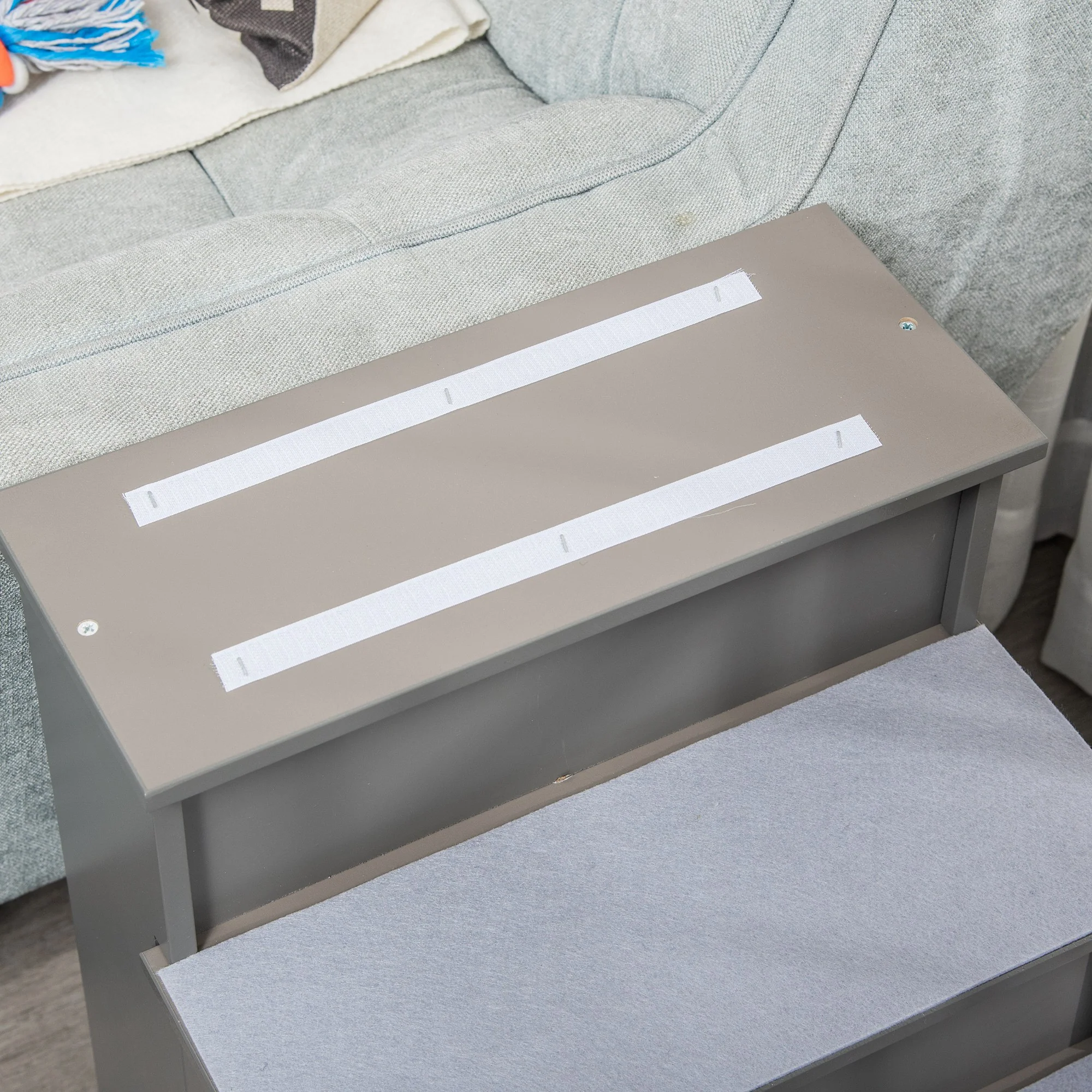 Pawhut Escalera Para Perros De 4 Peldaños Con Acolchados 40x59x54,2 Cm Gris - Image 4