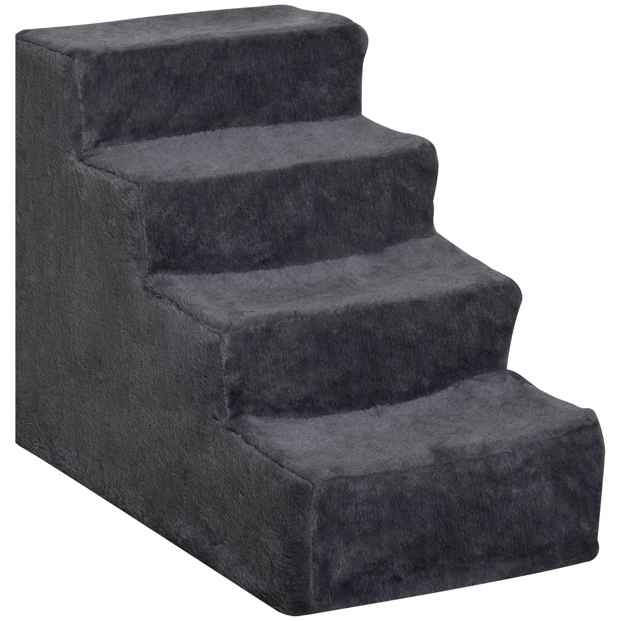 Pawhut Escalera Para Perros De 4 Peldaños Con Funda Extraíble 60x35x44 Cm Gris