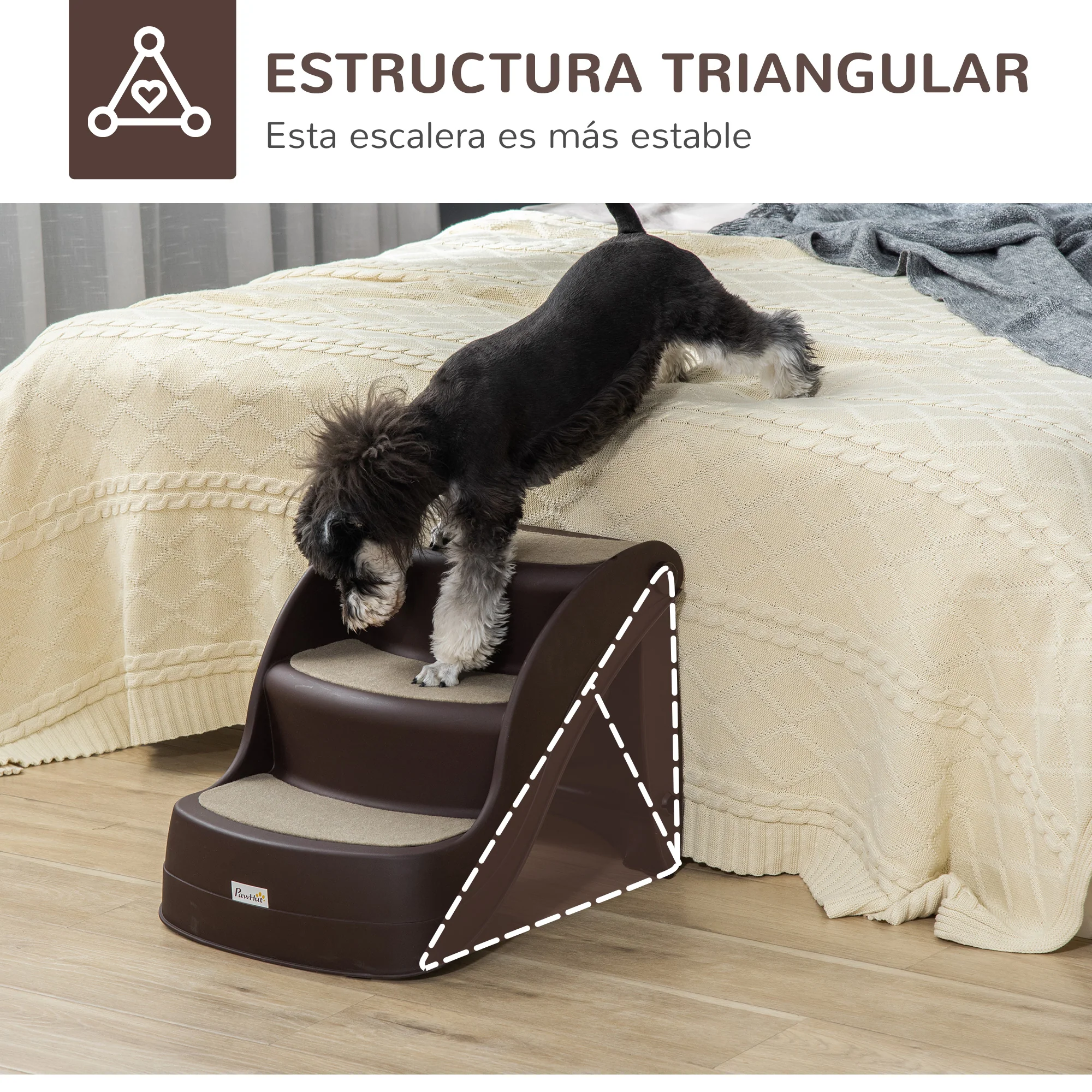 Pawhut Escalera Para Perros Plegable Con Alfombras Antideslizantes 49x38x38 Cm - Image 6