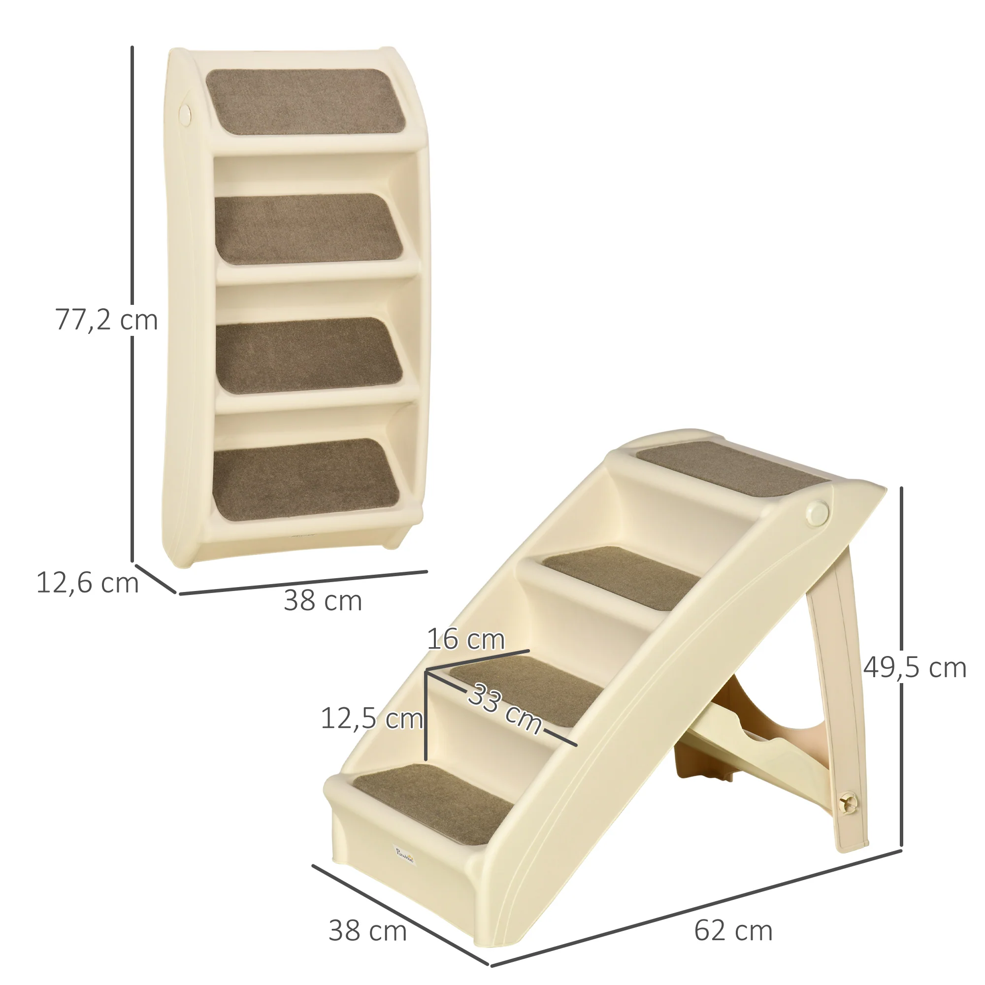 Pawhut Escalera Plegable Para Mascotas 4 Peldaños Con Alfombras Antideslizantes - Image 3