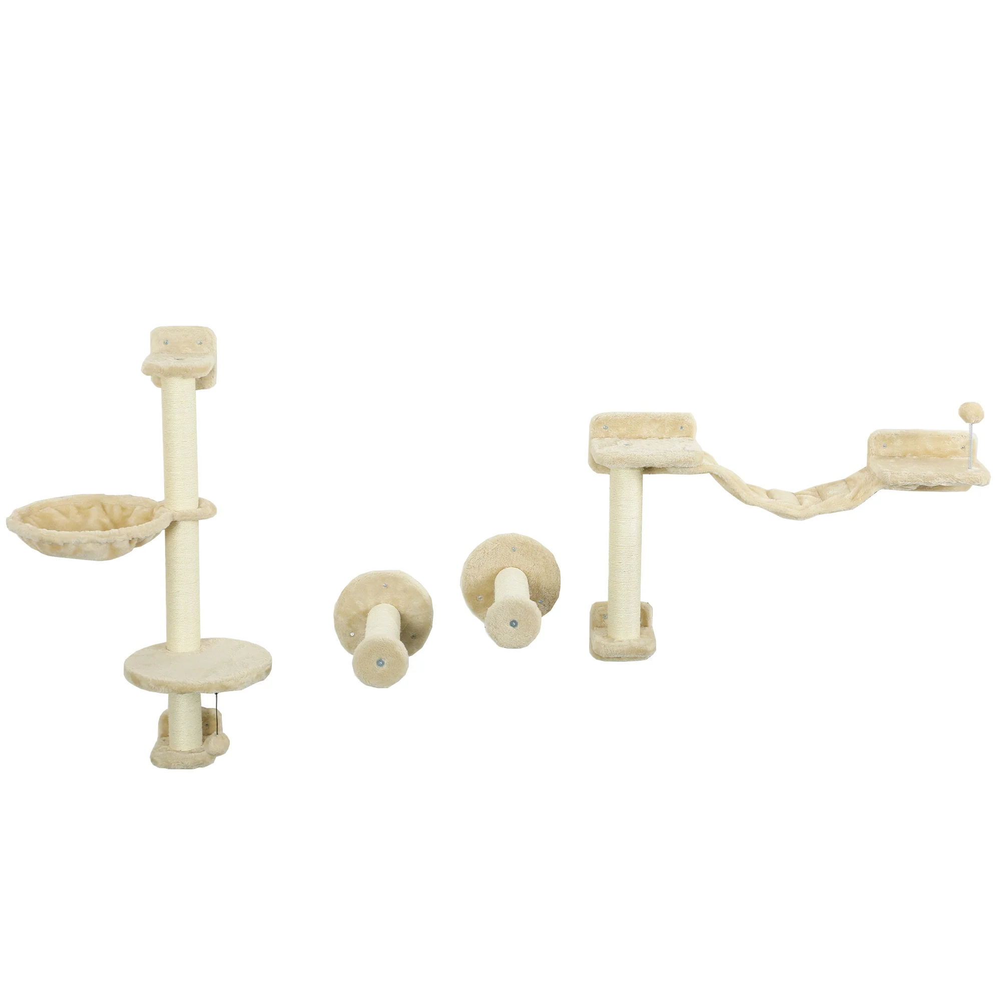 Pawhut Estante De Escalada Para Gatos De Pared Con Hamaca Bola Beige