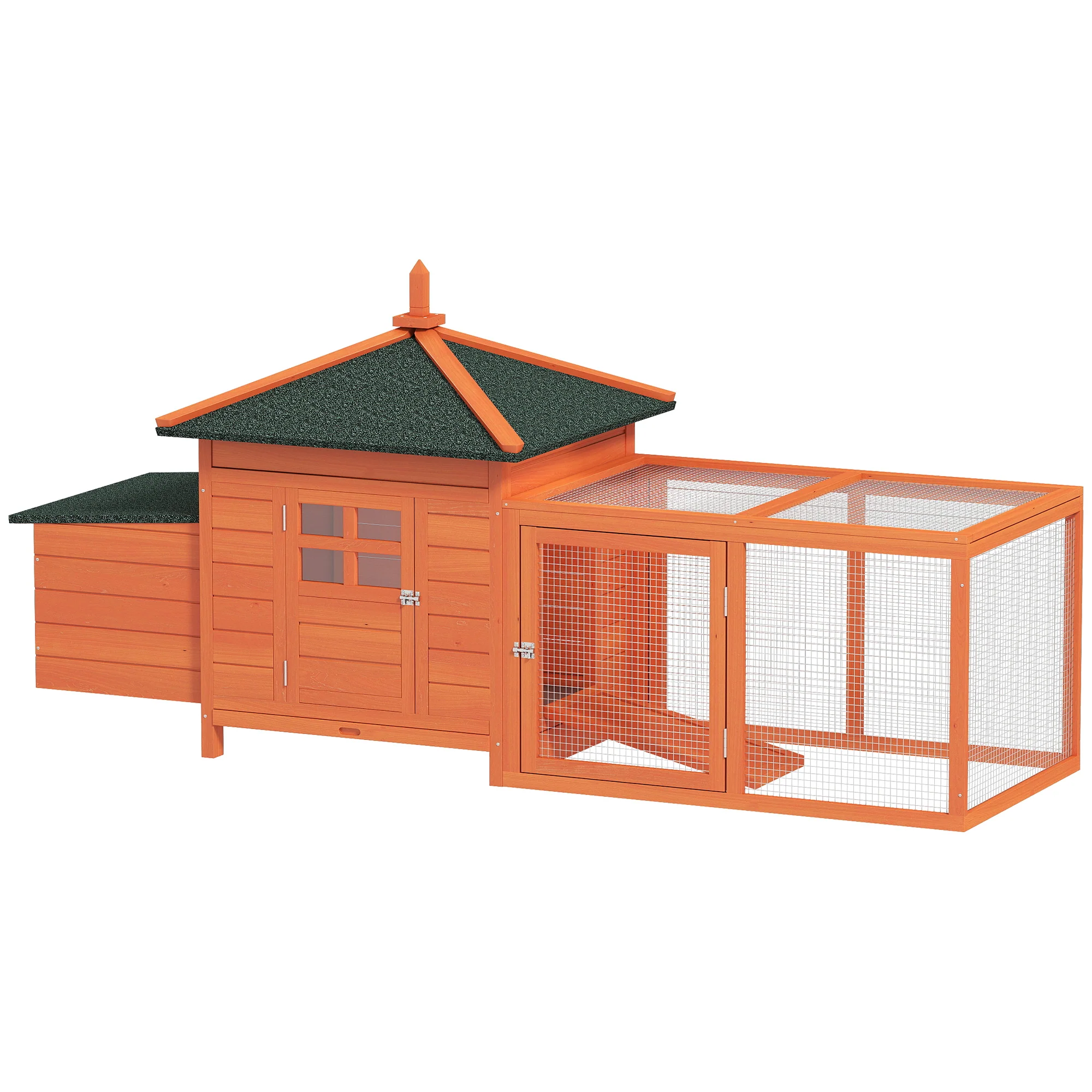 Pawhut Gallinero De Madera Exterior Con Nidos Corral 196x76x97 Cm Naranja