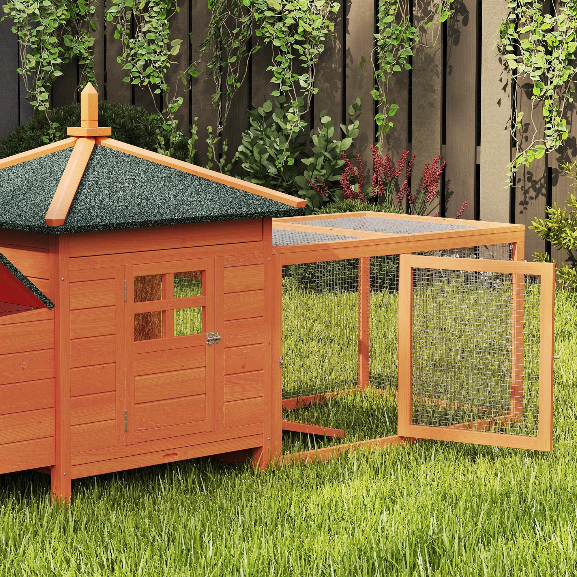 Pawhut Gallinero De Madera Exterior Con Nidos Corral 196x76x97 Cm Naranja - Image 5