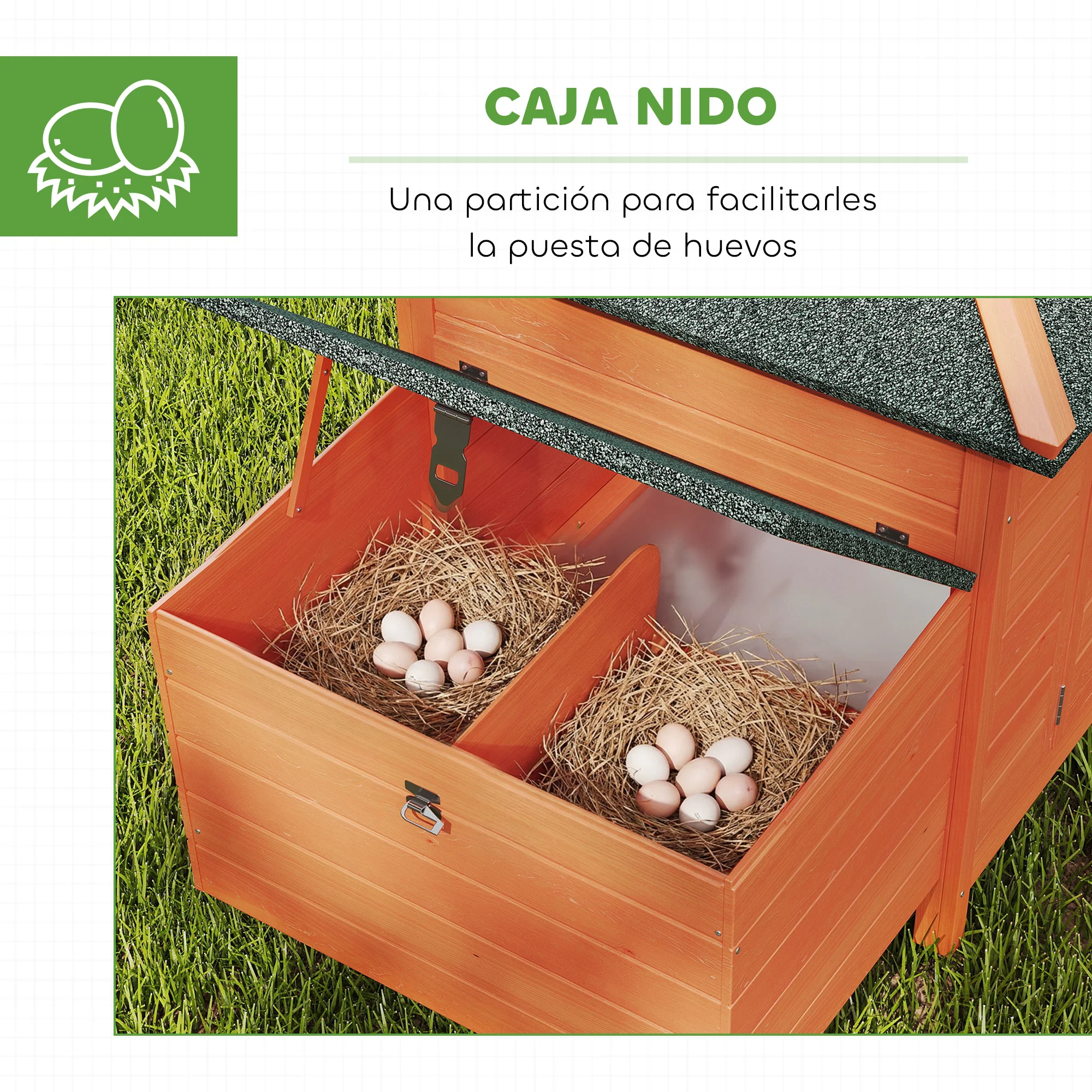 Pawhut Gallinero De Madera Exterior Con Nidos Corral 196x76x97 Cm Naranja - Image 6