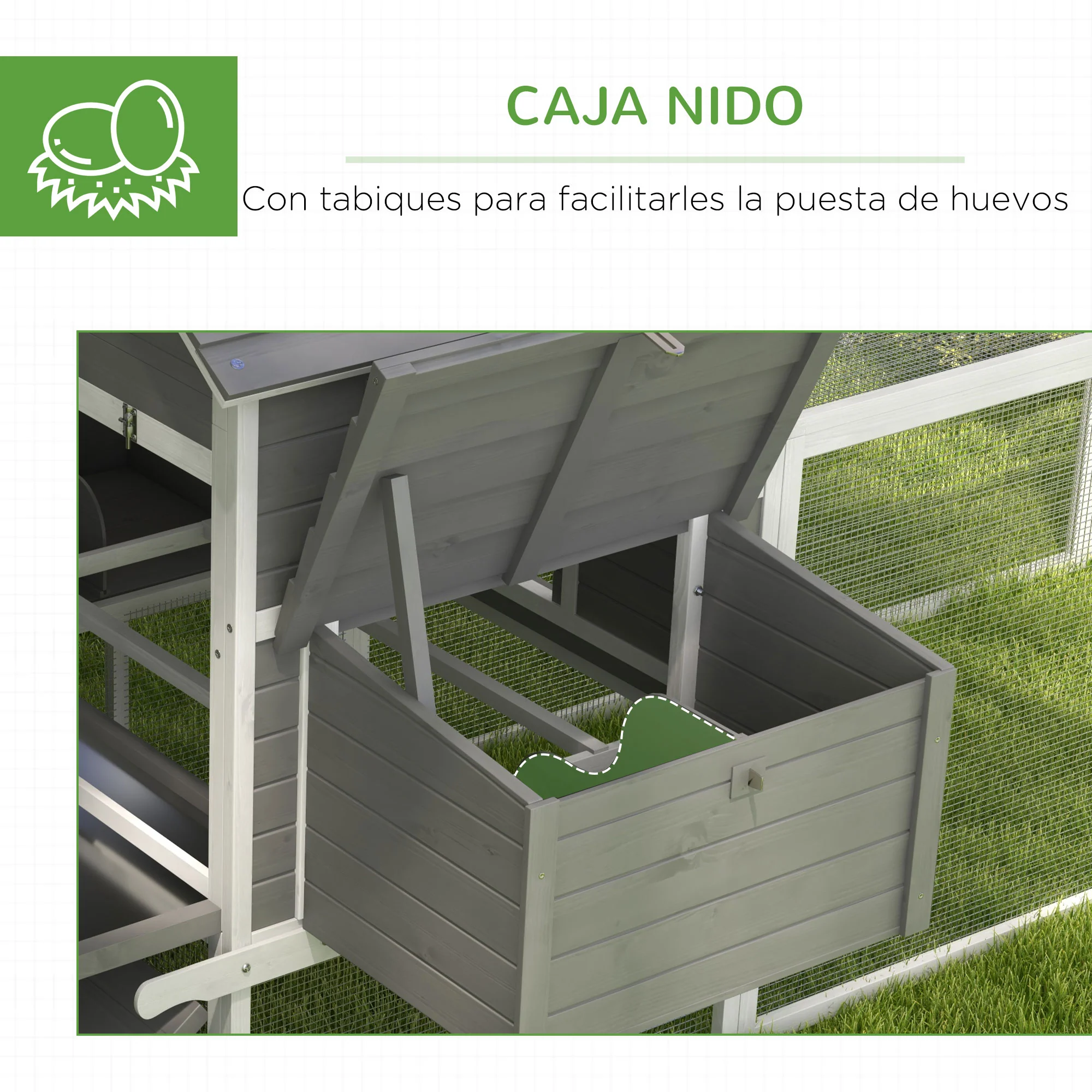 Pawhut Gallinero Grande De Madera 310,5x149,5x149 Cm Para 4-6 Gallinas Gris - Image 6