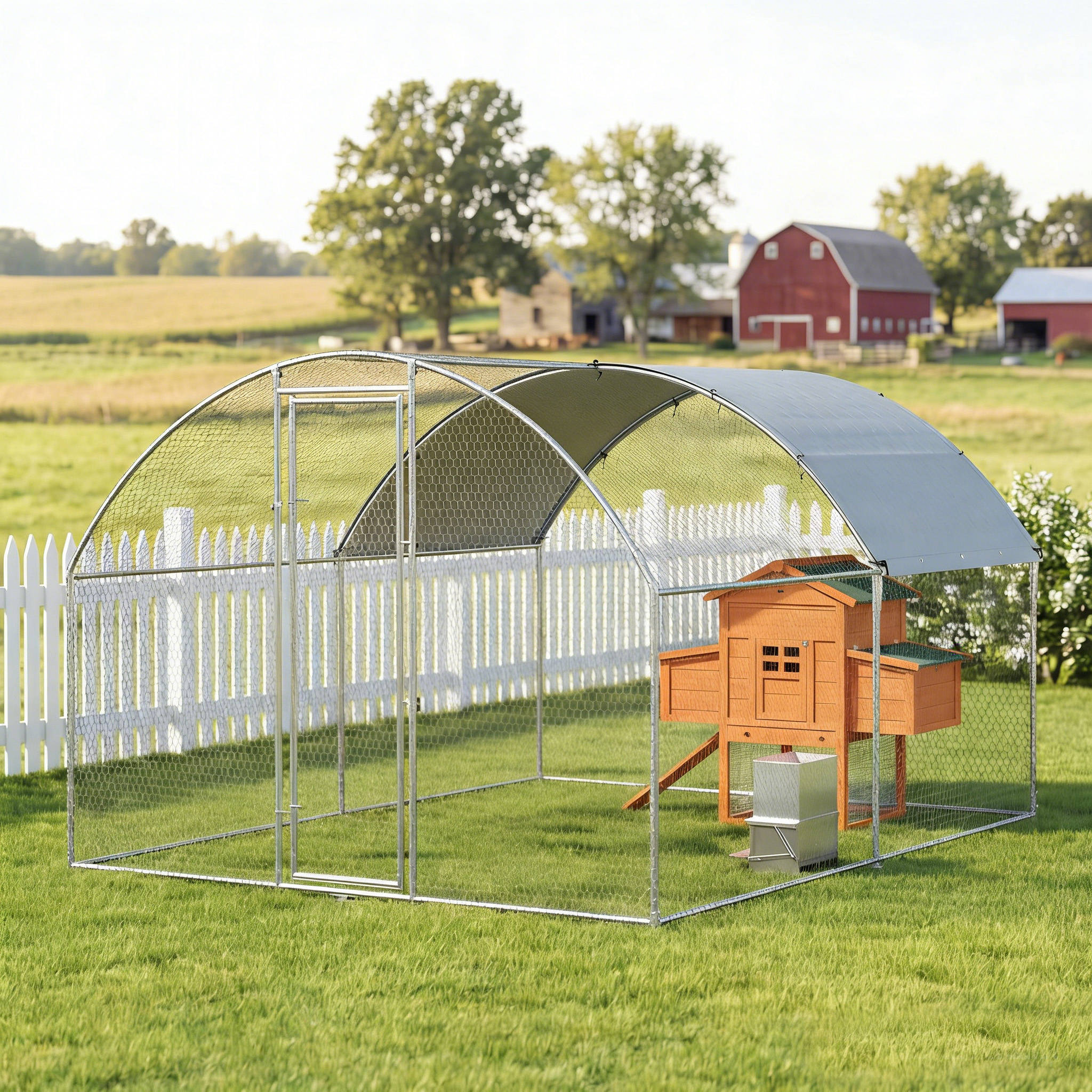 Pawhut Gallinero Para Exterior 2,8x3,4x1,9 M Para 10-16 Gallinas Plata - Image 5