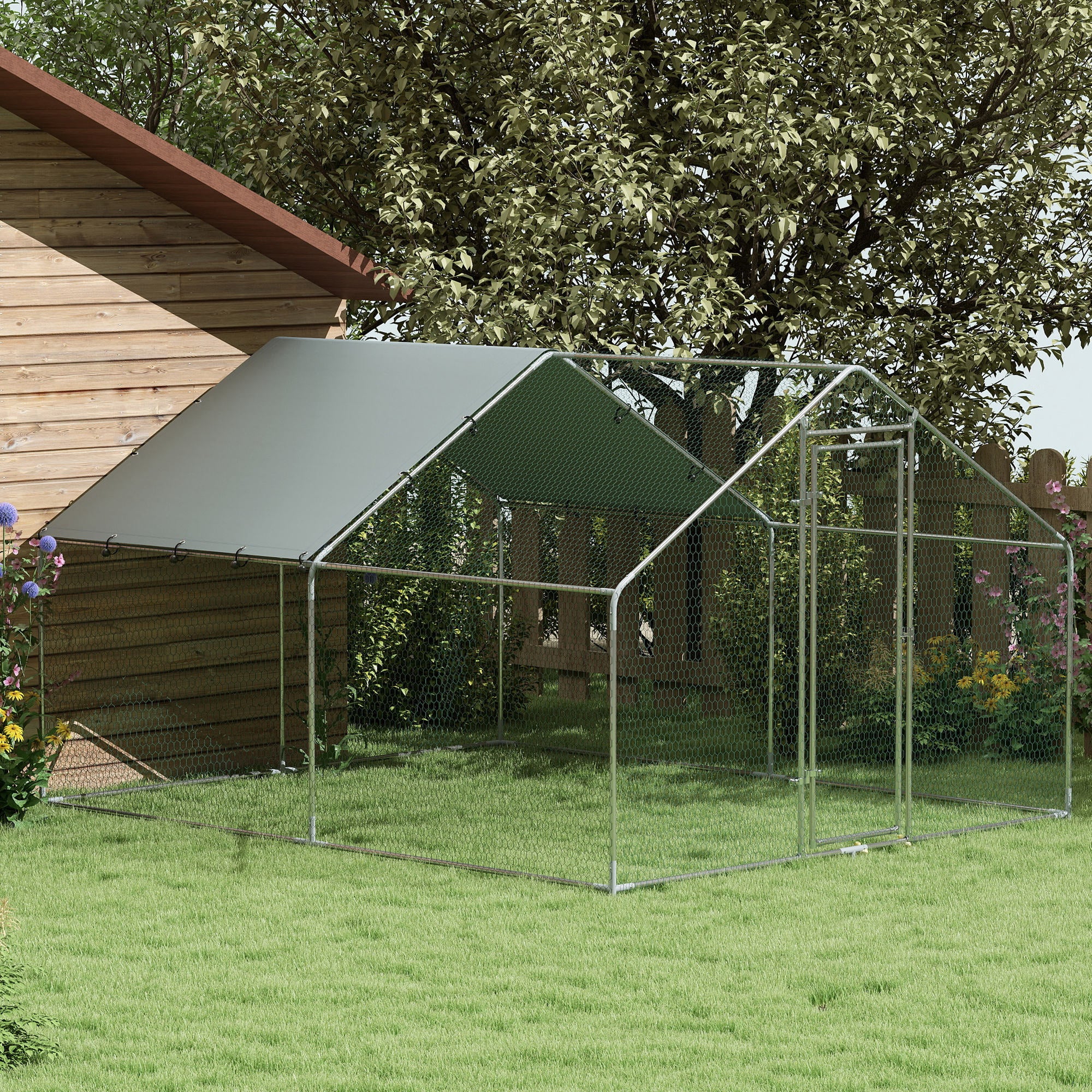 Pawhut Gallinero Para Exterior 3x3,4x1,9 M Con Cubierta Anti-uv E Impermeable - Image 2