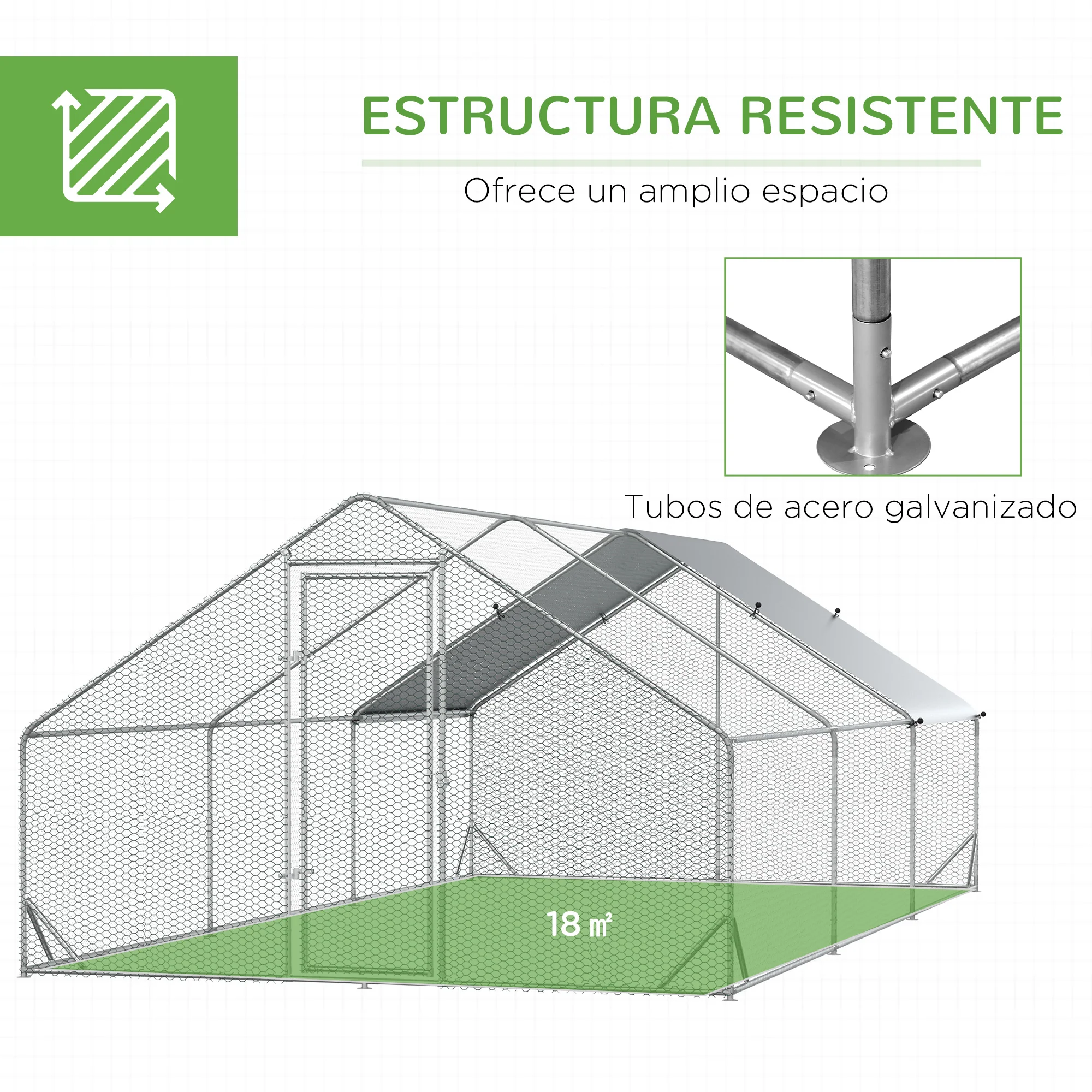 Pawhut Gallinero Para Exterior 3x6x2m Con Cubierta De Pe Y Cerradura Plata - Image 6