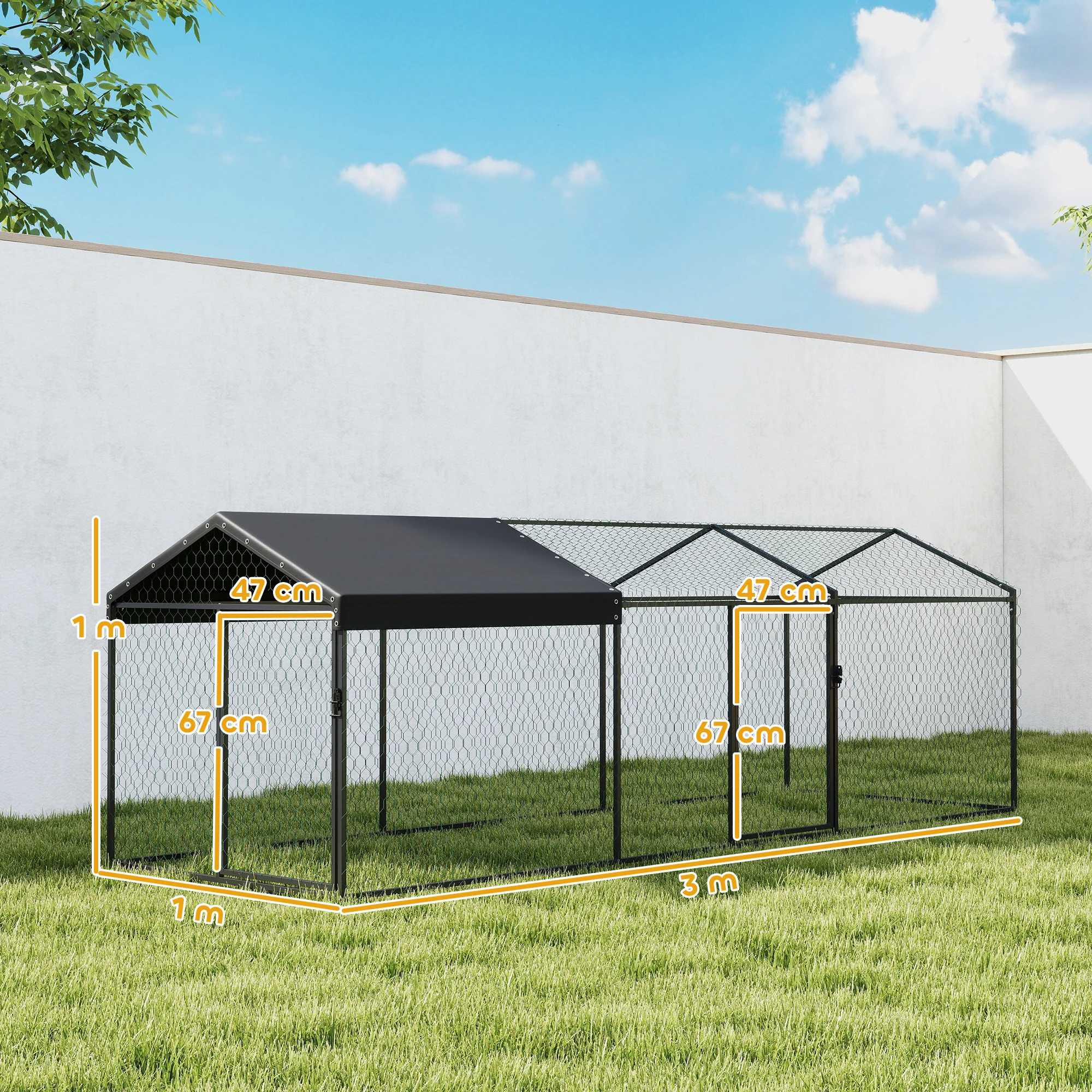 Pawhut Gallinero Para Exterior Grande 3x1x1 M Con Cubierta Anti-uv E Impermeable - Image 3