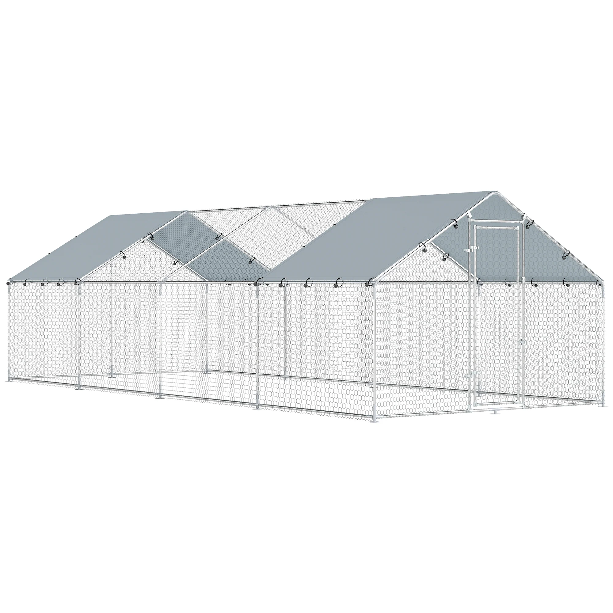 Pawhut Gallinero Para Exterior Grande 6,8x3x1,9 M 20,4 M² Con Cubierta Cerradura