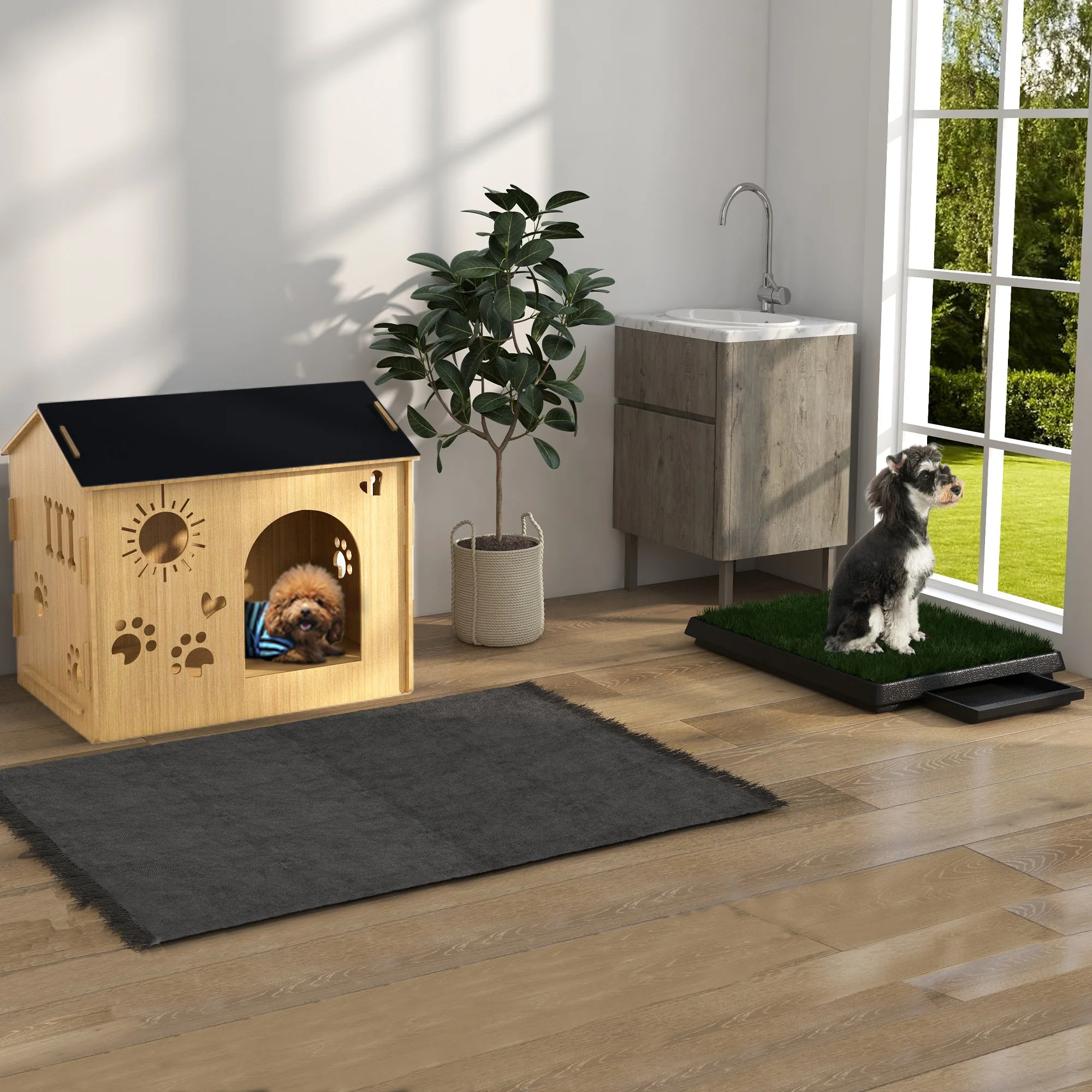 Pawhut Inodoro De Bandeja Perro Césped De Entrenamiento Lavable 51x63x6cm - Image 5