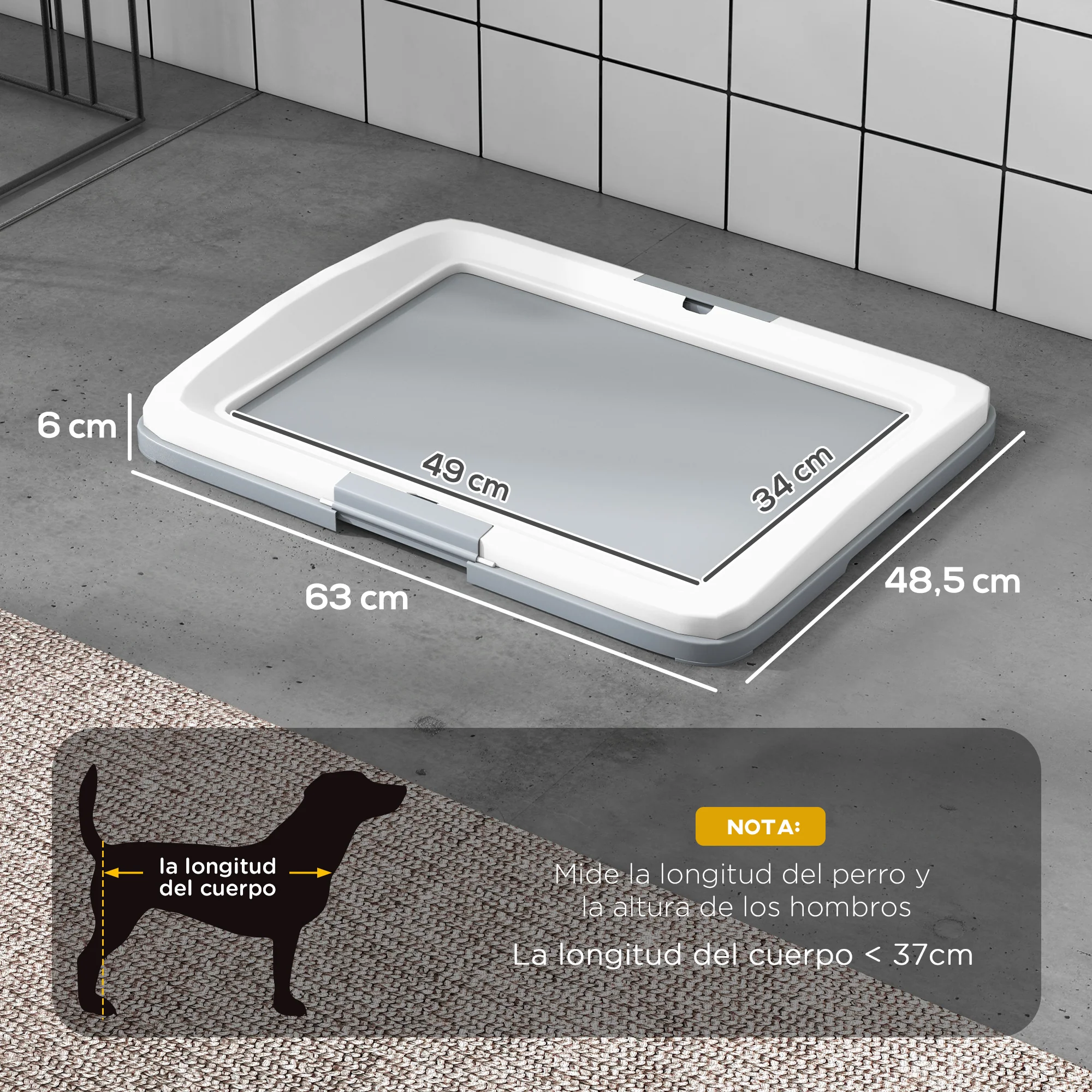 Pawhut Inodoro Para Perros Con Bandeja Para Exterior E Interior 63x48,5x6cm Gris - Image 3