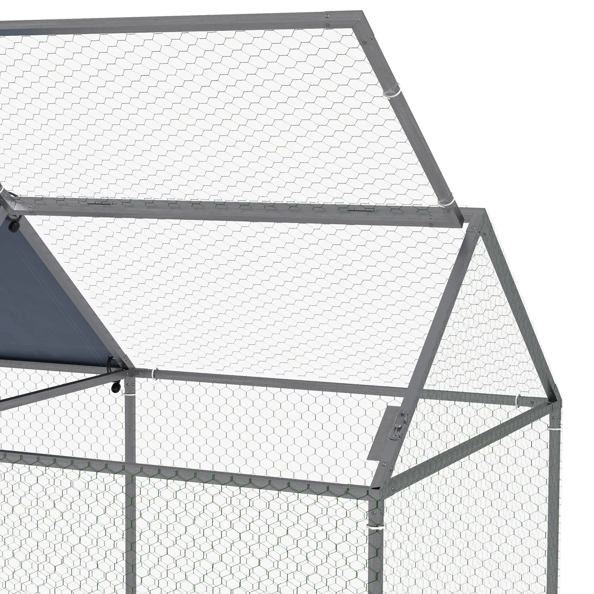 Pawhut Jaula Para Animales Pequeños Con 1 Puerta Superior 198x100x120 Cm Plata - Image 4