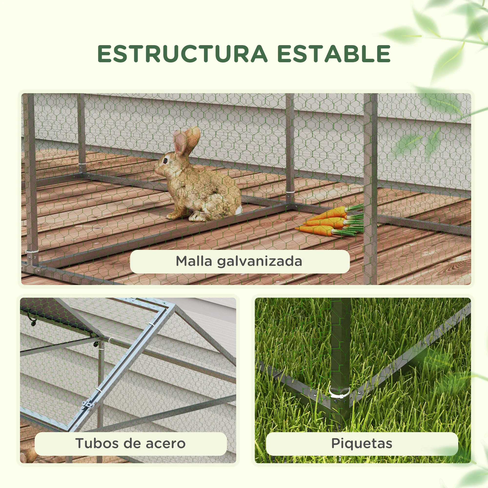 Pawhut Jaula Para Animales Pequeños Con 1 Puerta Superior 198x100x120 Cm Plata - Image 6