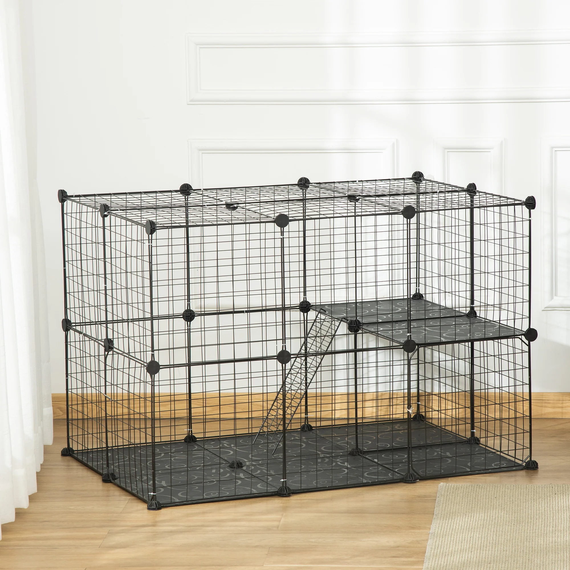Pawhut Jaula Para Animales Pequeños De 3 Niveles 70x70x105 Cm Negro - Image 2