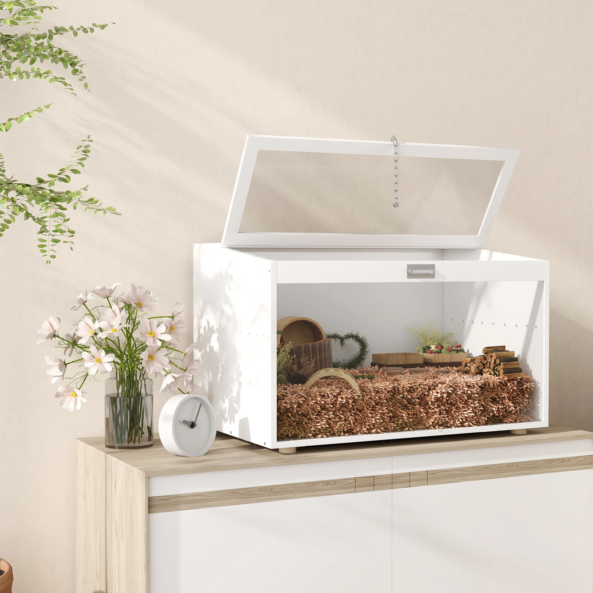 Pawhut Jaula Para Hámster Con Tapa Abatible Y Ventana De Acrílico Transparente - Image 4