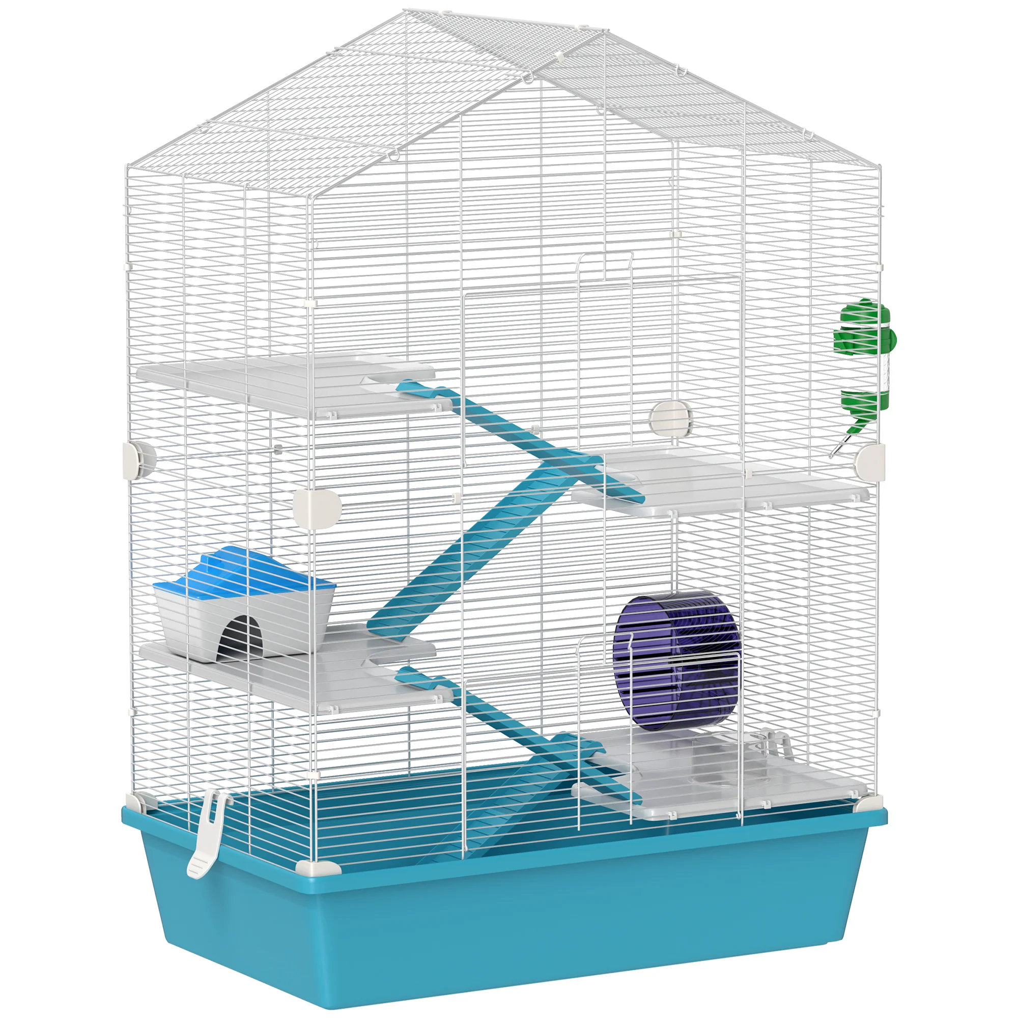 Pawhut Jaula Para Hámster De 5 Niveles Con Plataformas 58x36x81 Cm Azul Claro