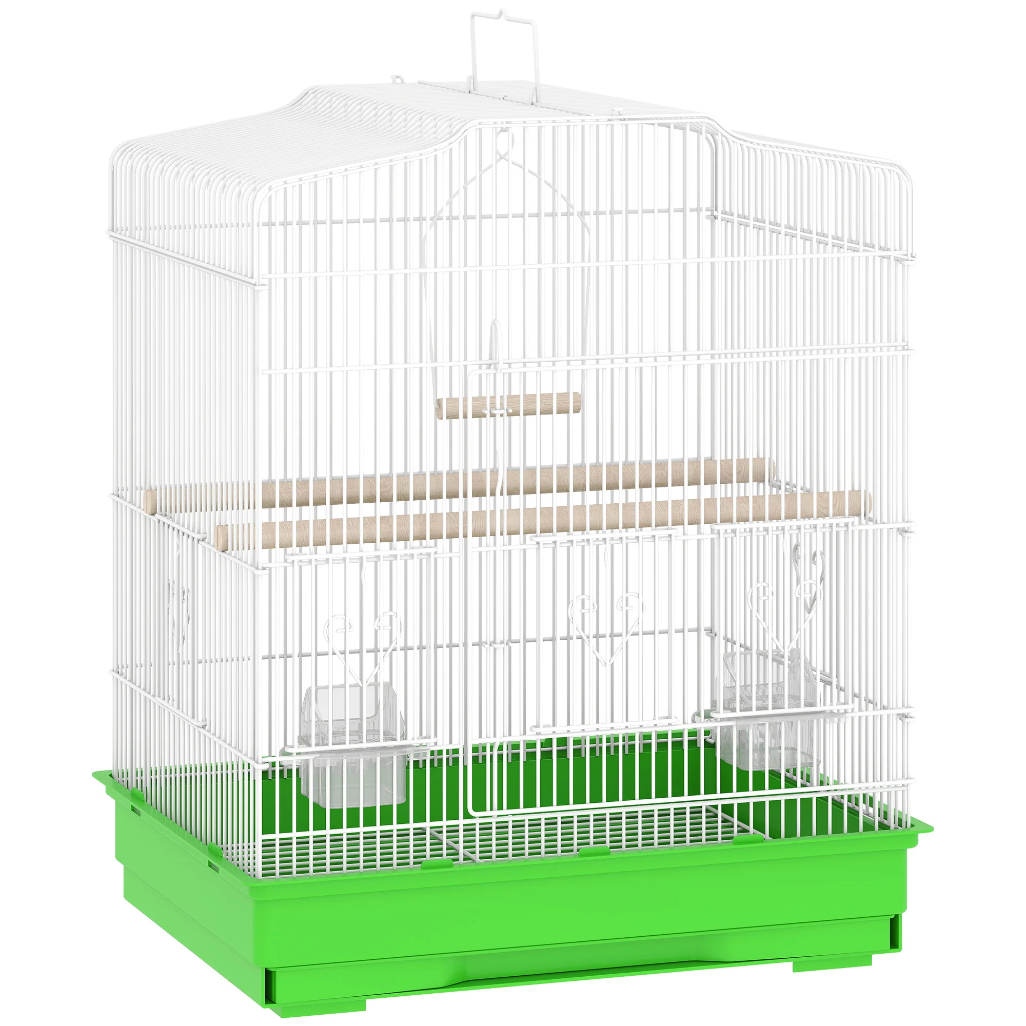 Pawhut Jaula Para Pájaros Con Puertas Comederos Y Bandeja 46,5x36x59 Cm Verde