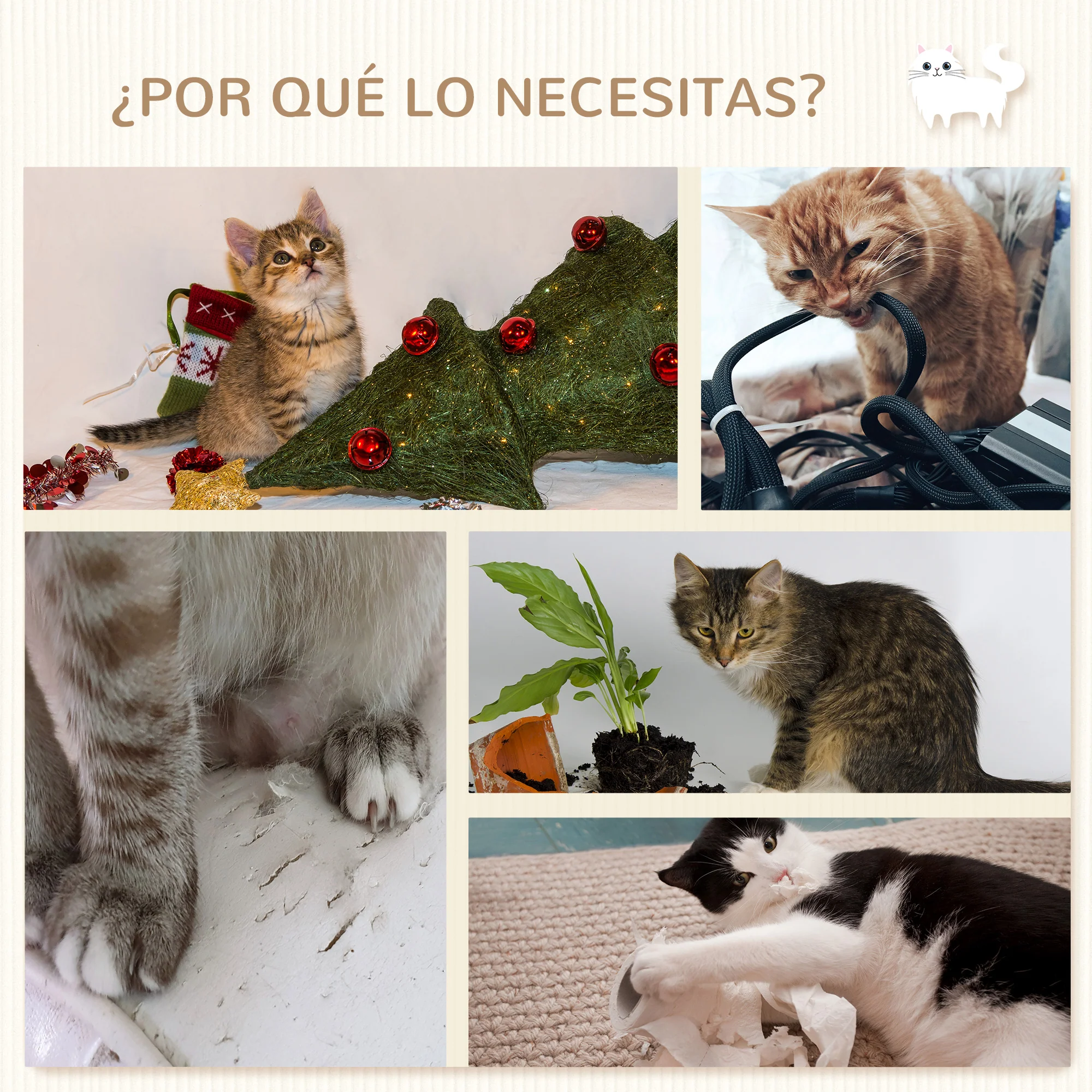 Pawhut Juego De Pared De Escalada Para Gatos De 3 Piezas Gris - Image 6
