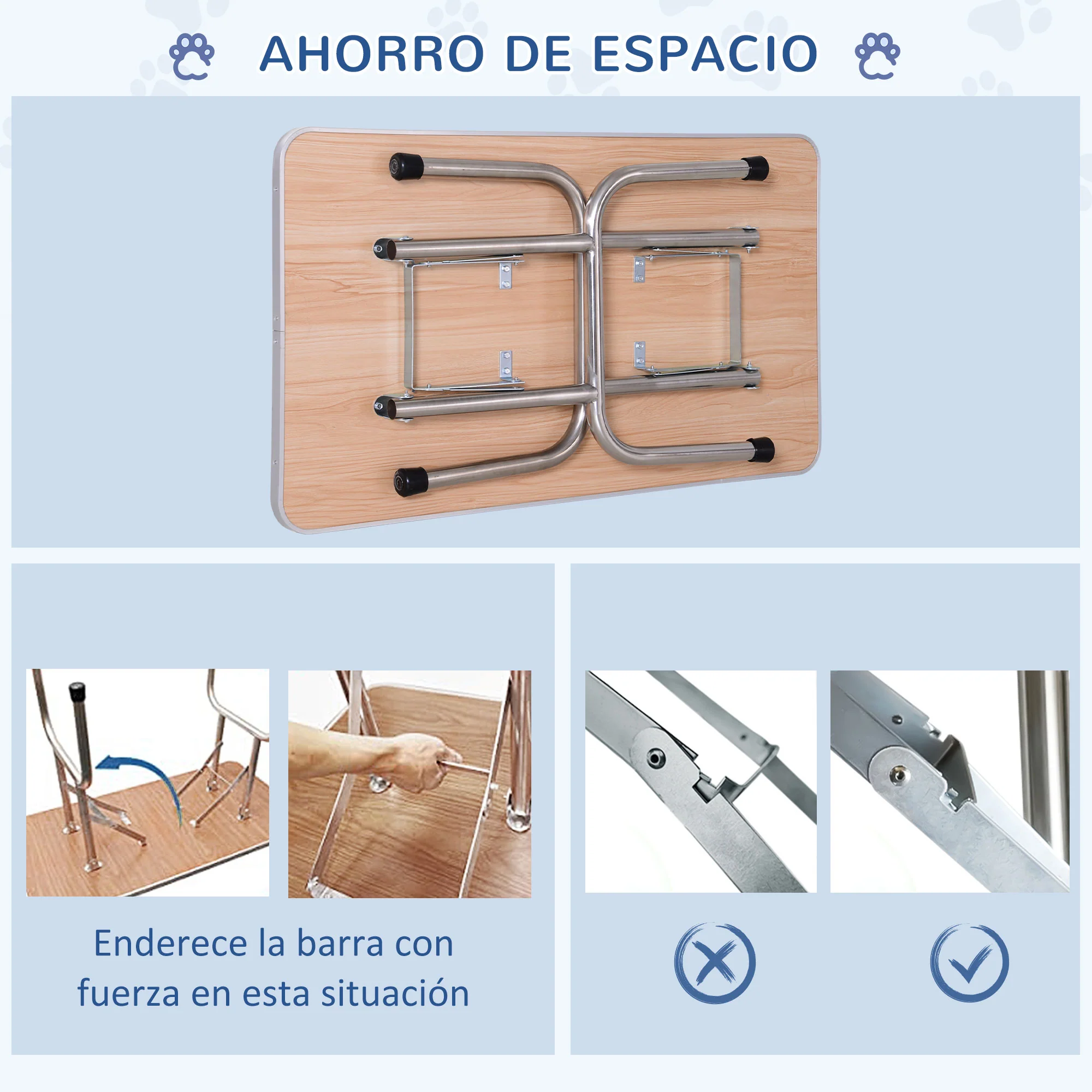 Pawhut Mesa De Aseo Para Mascotas Diseño Plegable Altura Ajustable Carga Max - Image 4