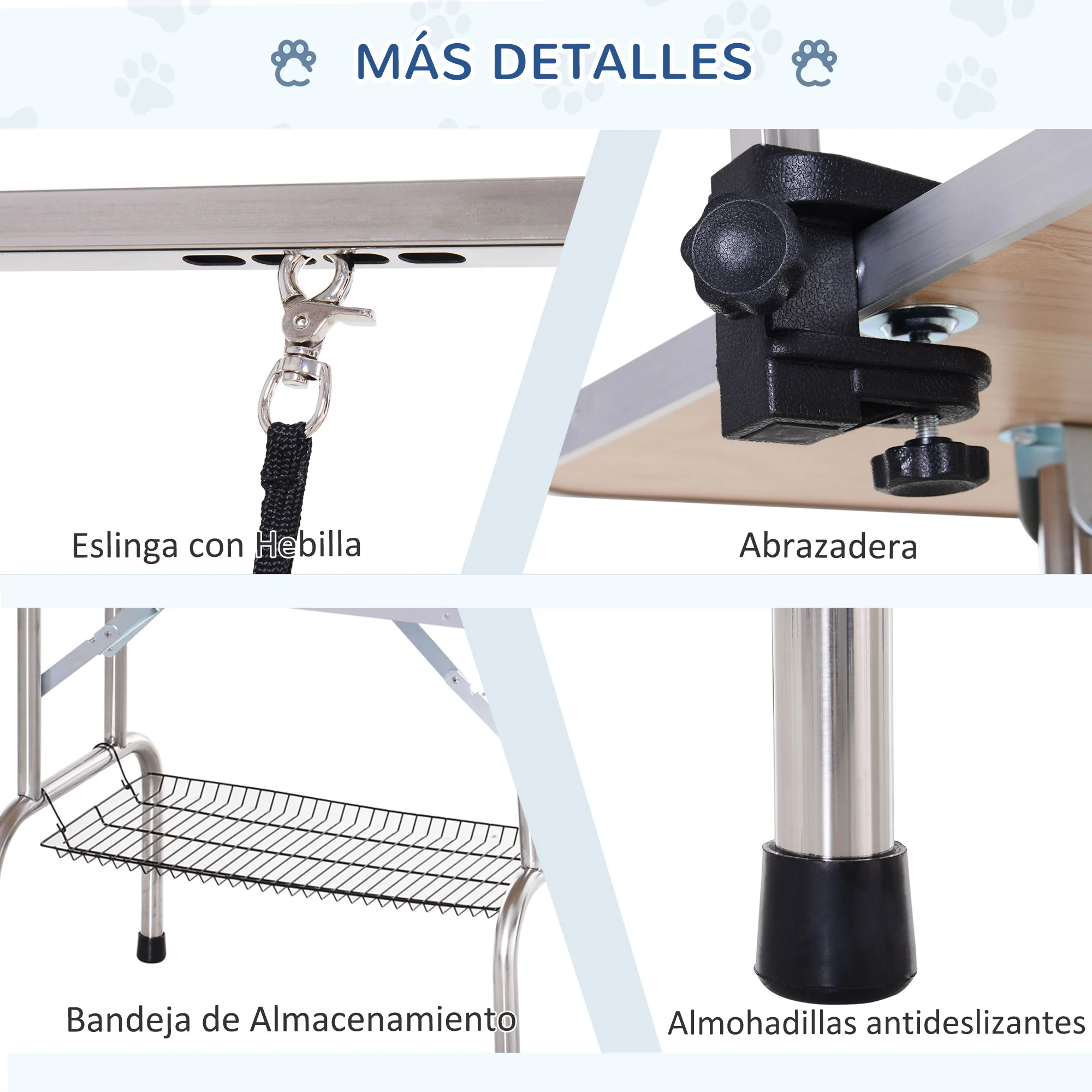 Pawhut Mesa De Aseo Para Mascotas Diseño Plegable Altura Ajustable Carga Max - Image 6