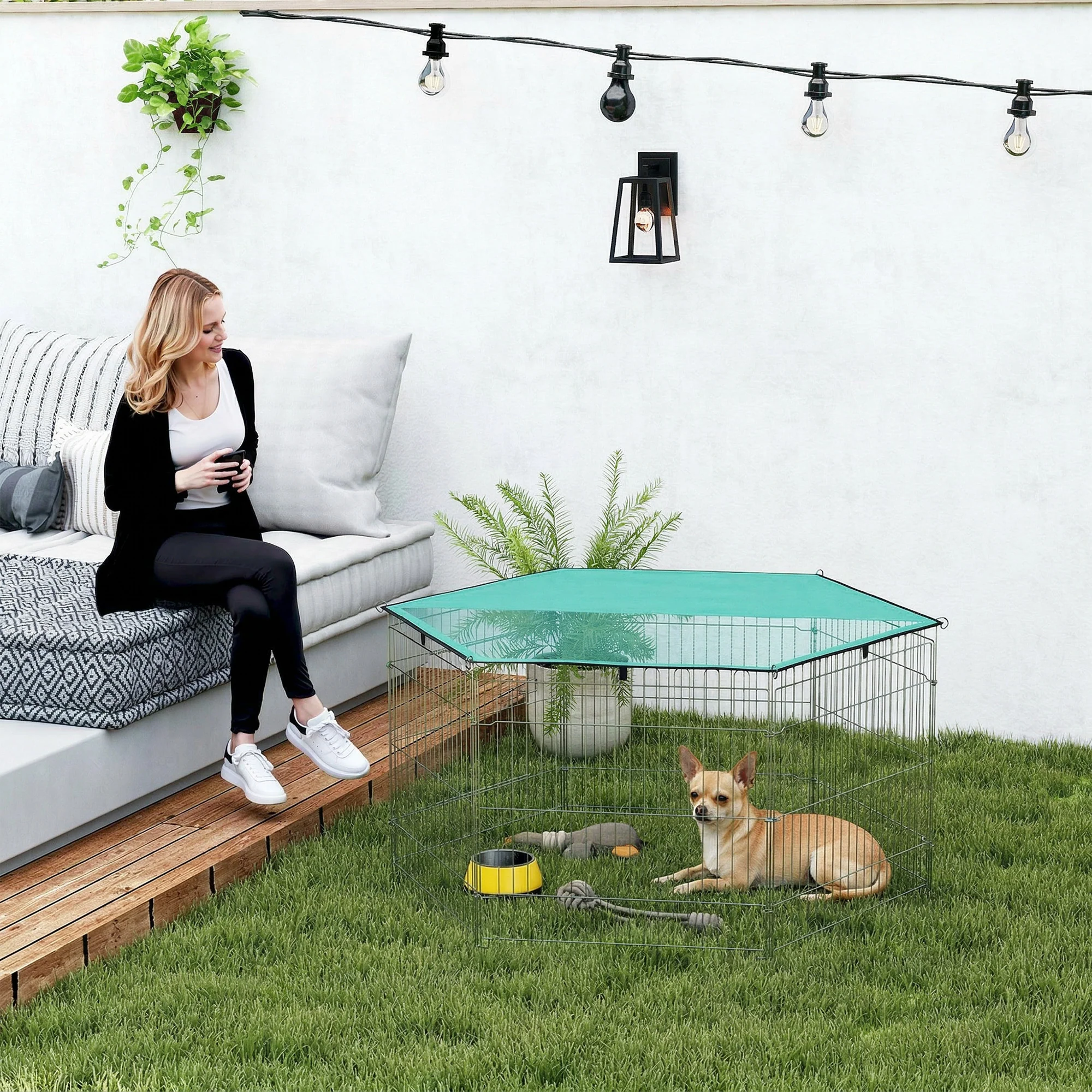 Pawhut Parque De Juegos Para Perros 6 Paneles 59x60 Cm Plegables Puerta Pestillo - Image 2