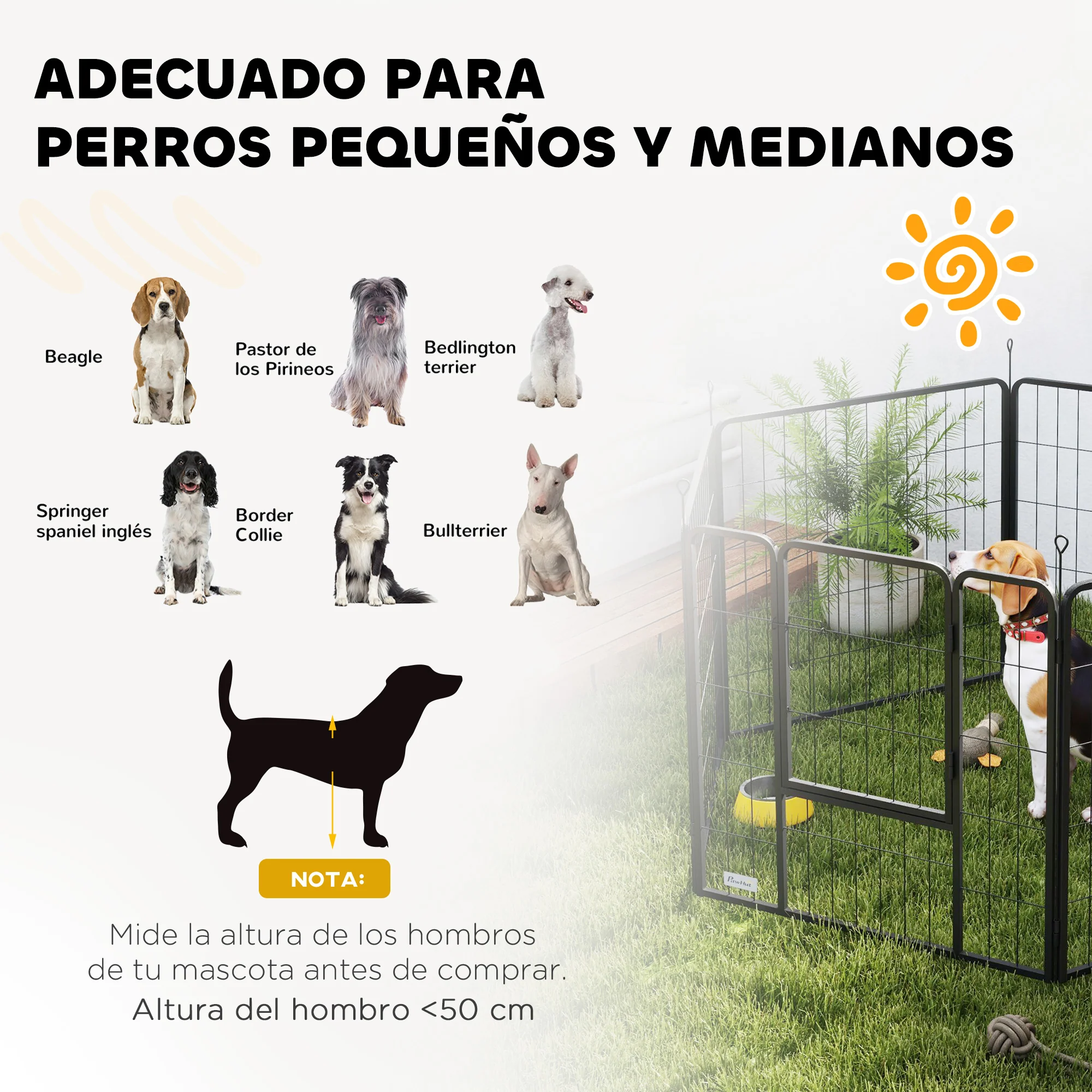 Pawhut Parque Para Perros De 6 Paneles De 80 Cm De Altura Con Puerta Negro - Image 6