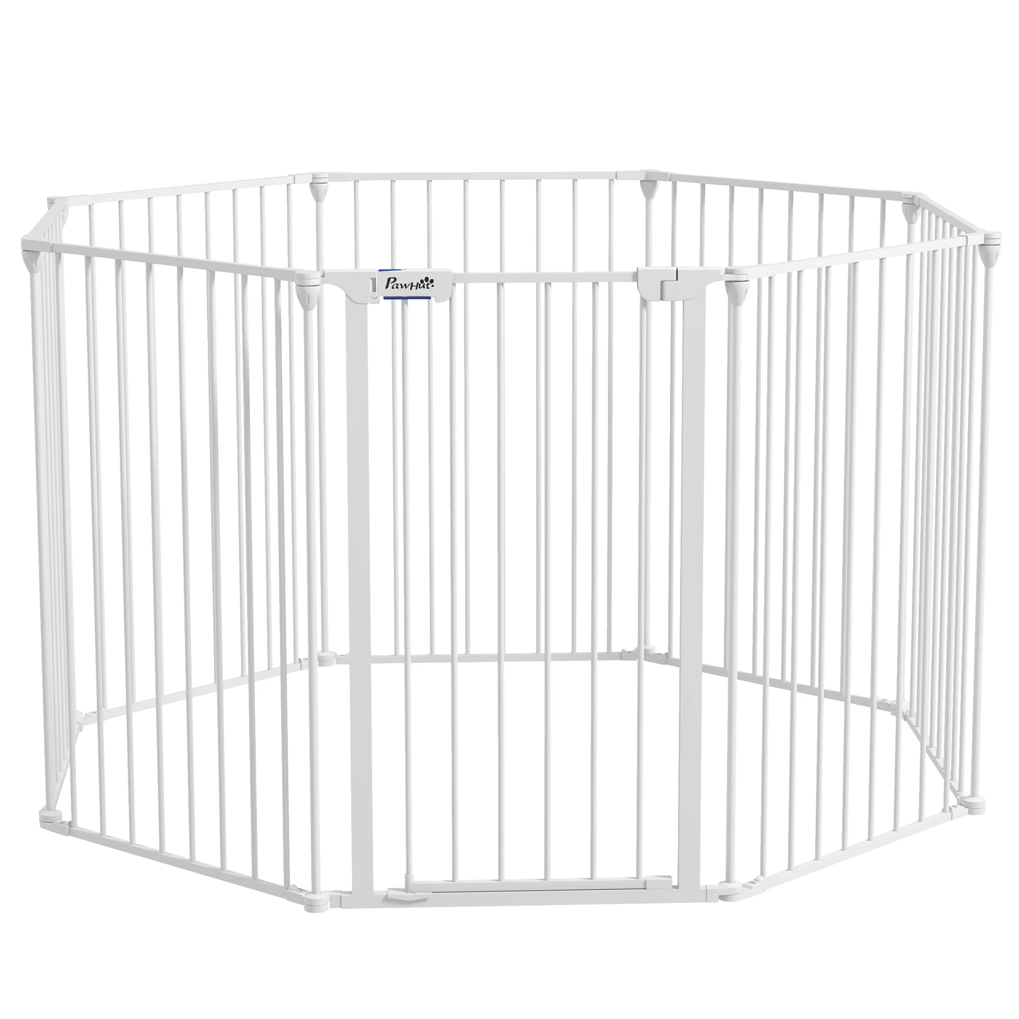 Pawhut Parque Para Perros De 8 Paneles 64x90 Cm Con Doble Cerradura Blanco