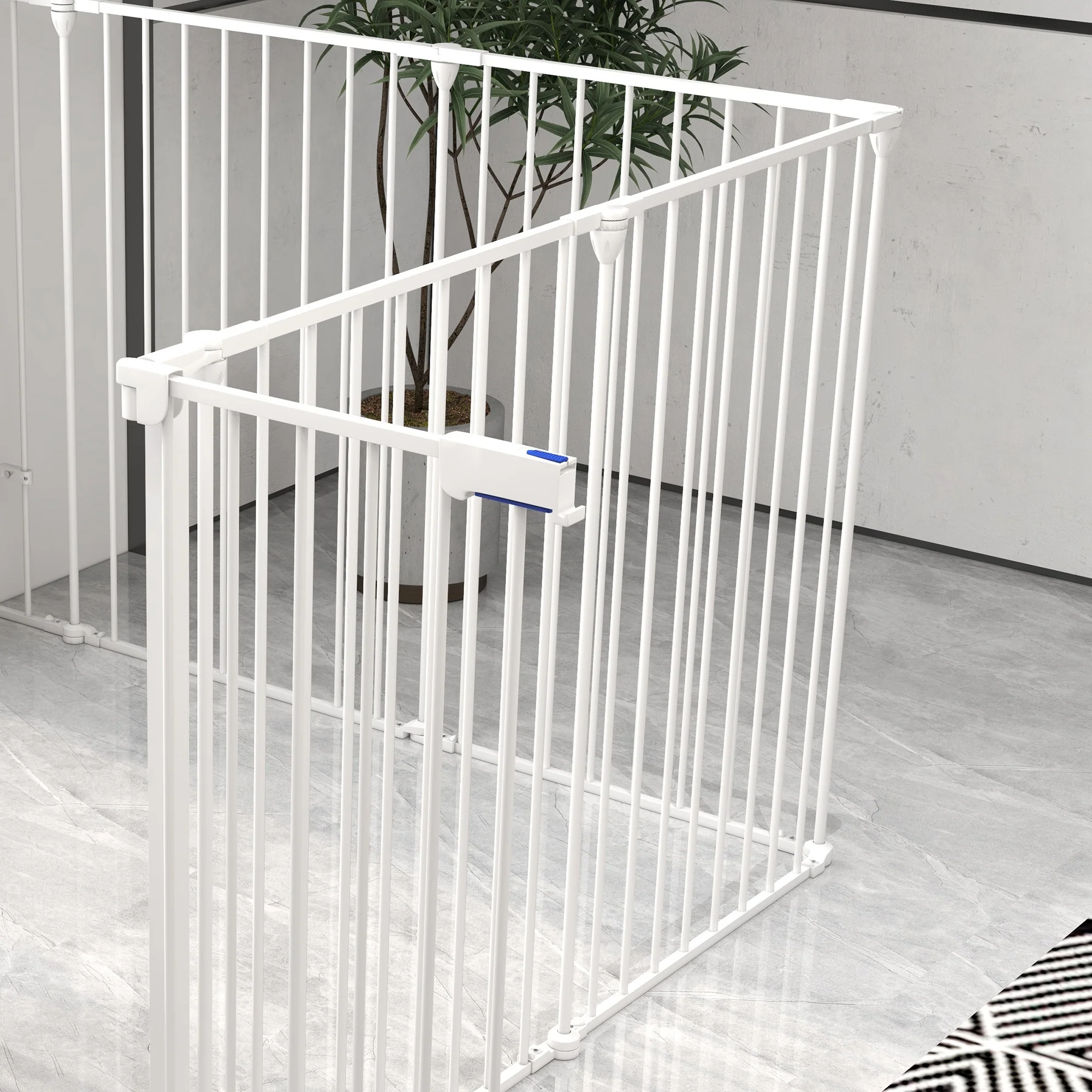 Pawhut Parque Para Perros De 8 Paneles 64x90 Cm Con Doble Cerradura Blanco - Image 4