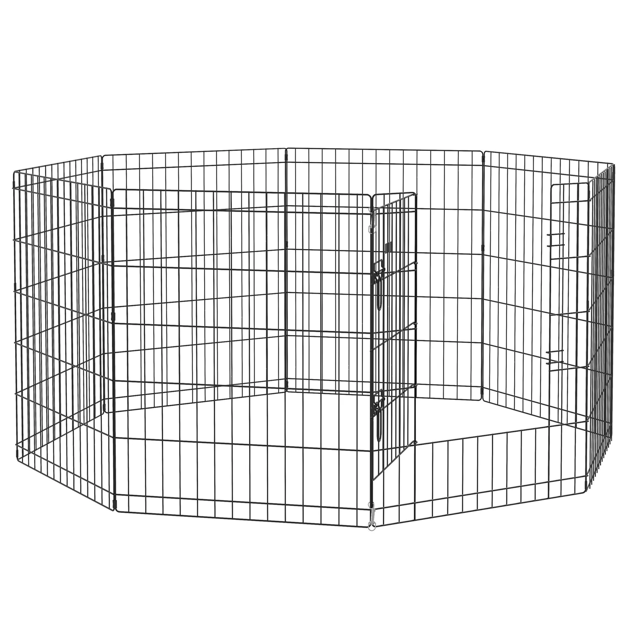 Pawhut Parque Para Perros De 8 Paneles 76x61 Cm Con Doble Cerradura Negro