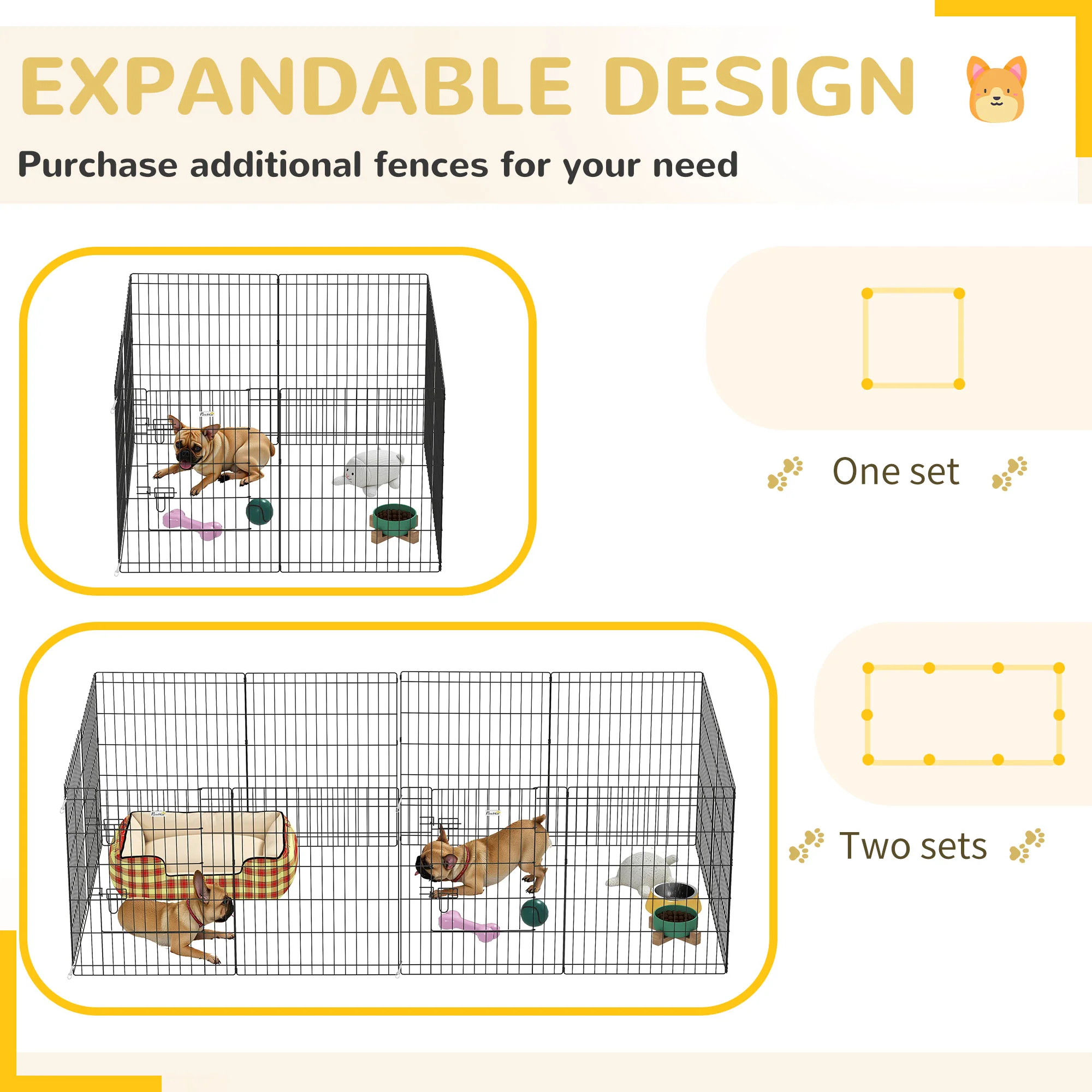 Pawhut Parque Para Perros De 8 Paneles 76x61 Cm Con Doble Cerradura Negro - Image 4