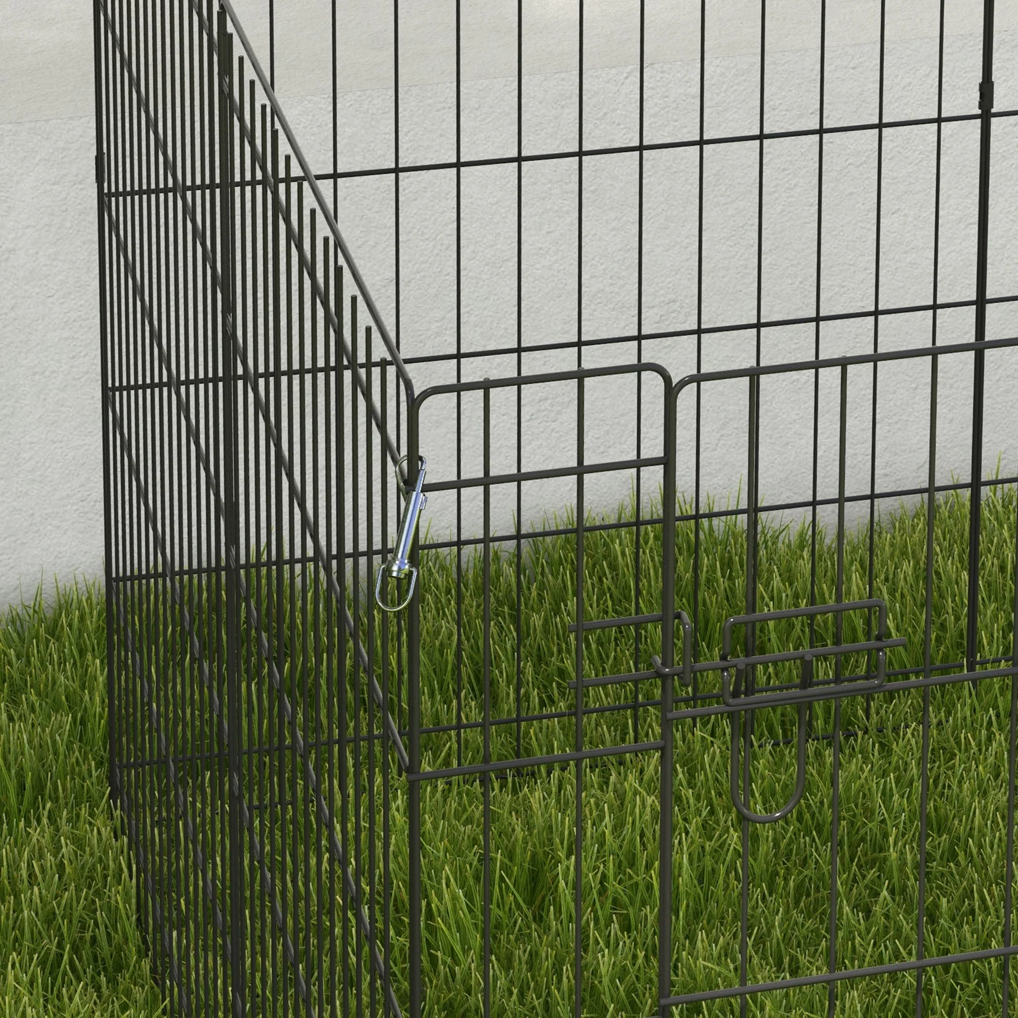 Pawhut Parque Para Perros De 8 Paneles 76x61 Cm Con Doble Cerradura Negro - Image 5