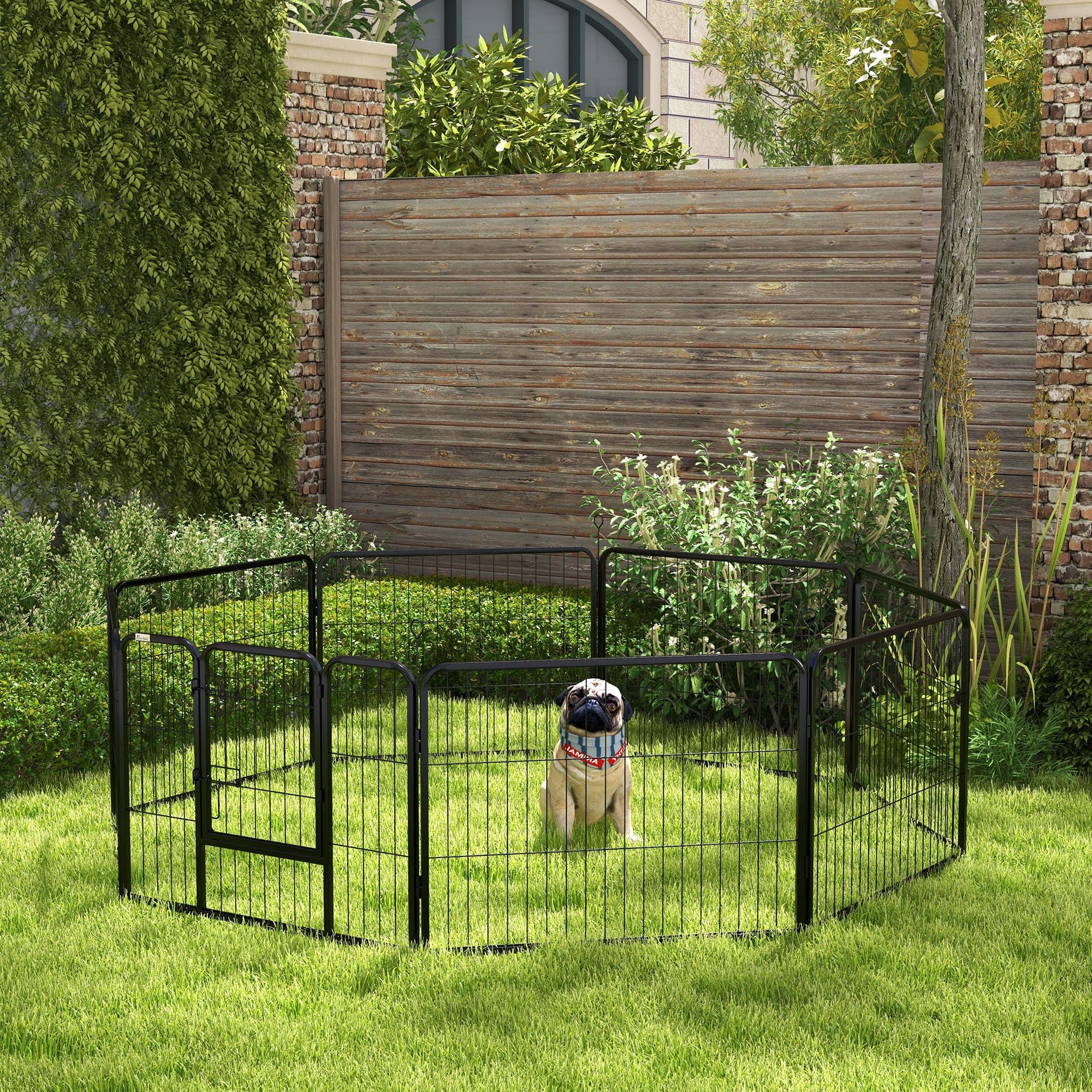 Pawhut Parque Para Perros De 8 Paneles 80x60 Cm Forma Personalizable Negro - Image 2