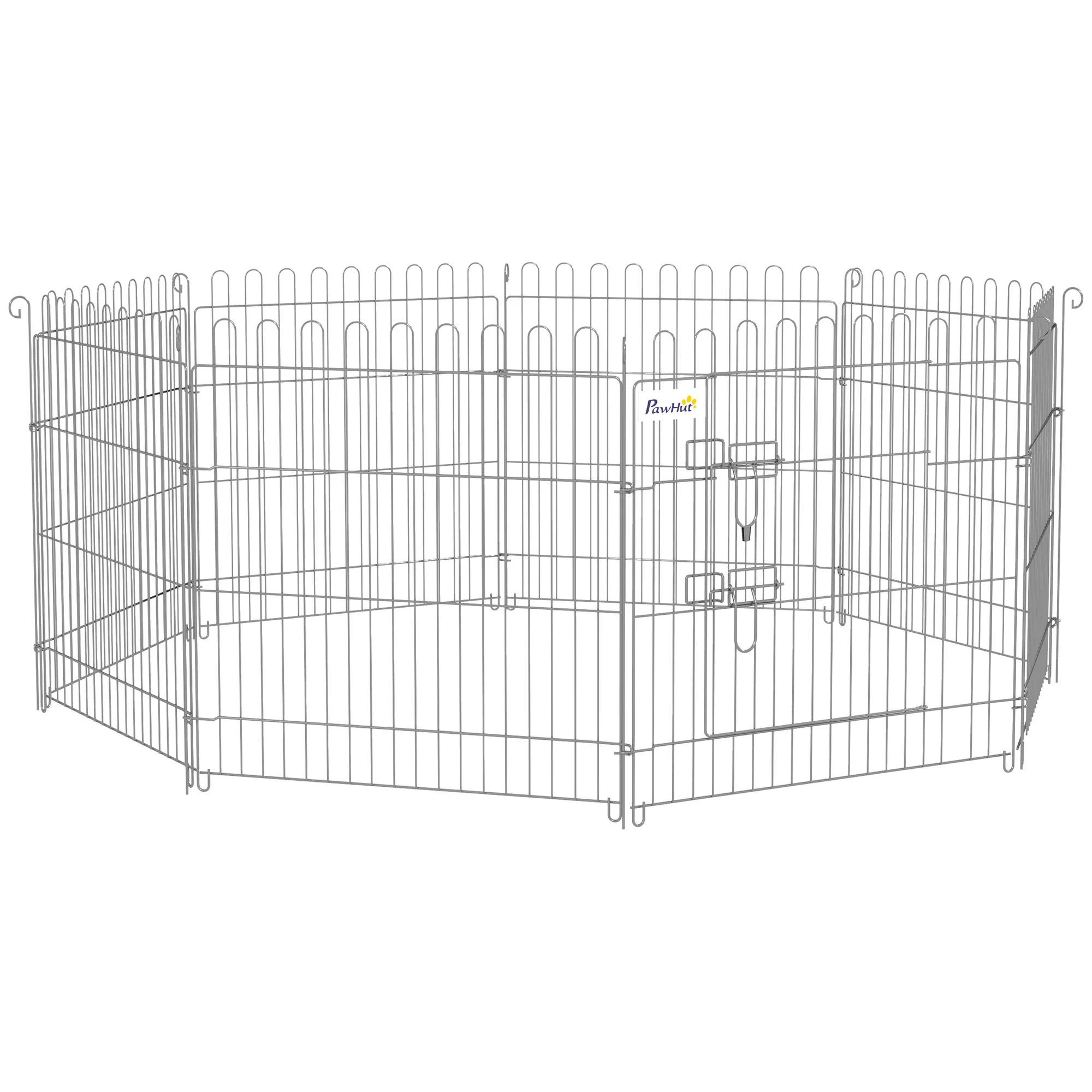 Pawhut Parque Para Perros De 8 Piezas 63x60 Cm Con 1 Puerta Plata