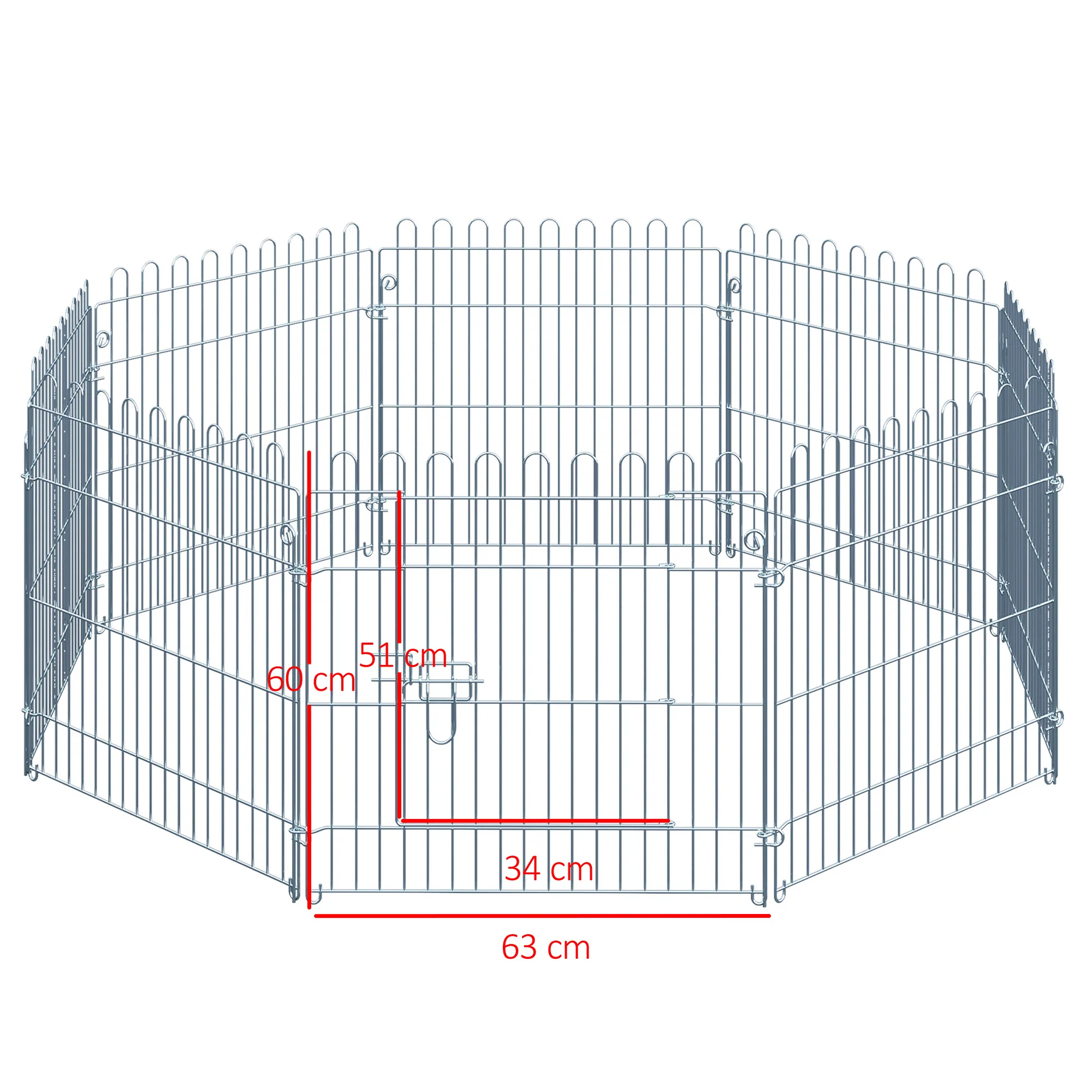 Pawhut Parque Para Perros De 8 Piezas 63x60 Cm Con 1 Puerta Plata - Image 3