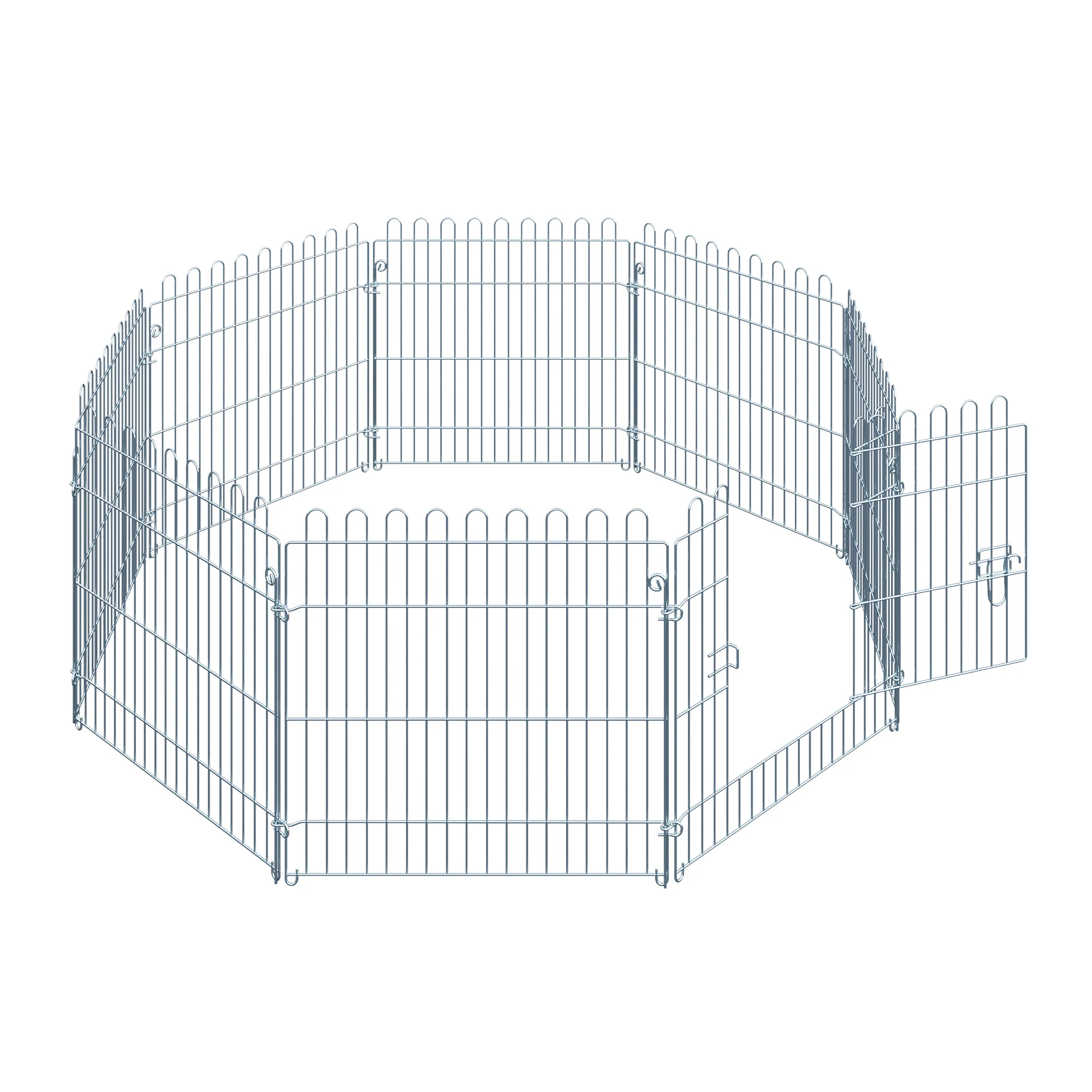 Pawhut Parque Para Perros De 8 Piezas 63x60 Cm Con 1 Puerta Plata - Image 4