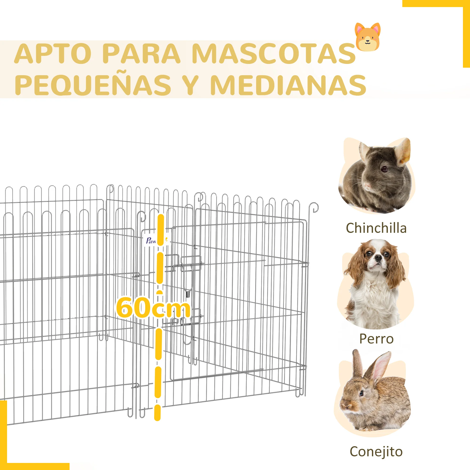Pawhut Parque Para Perros De 8 Piezas 63x60 Cm Con 1 Puerta Plata - Image 6
