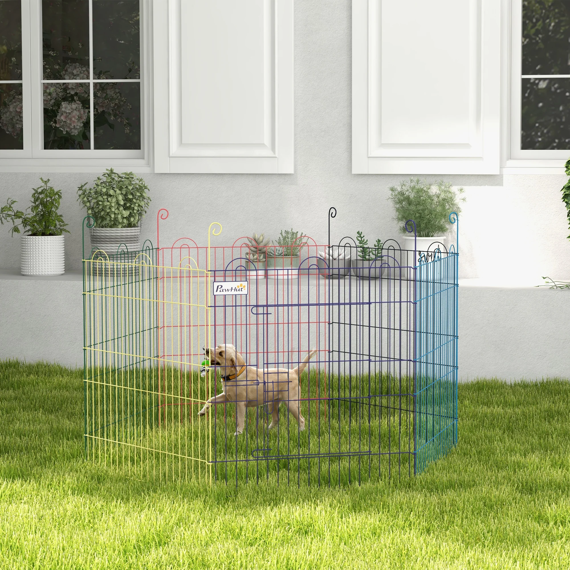 Pawhut Parque Plegable Para Mascotas De 6 Paneles De Alambre Para Jardín Ø120x60 - Image 2