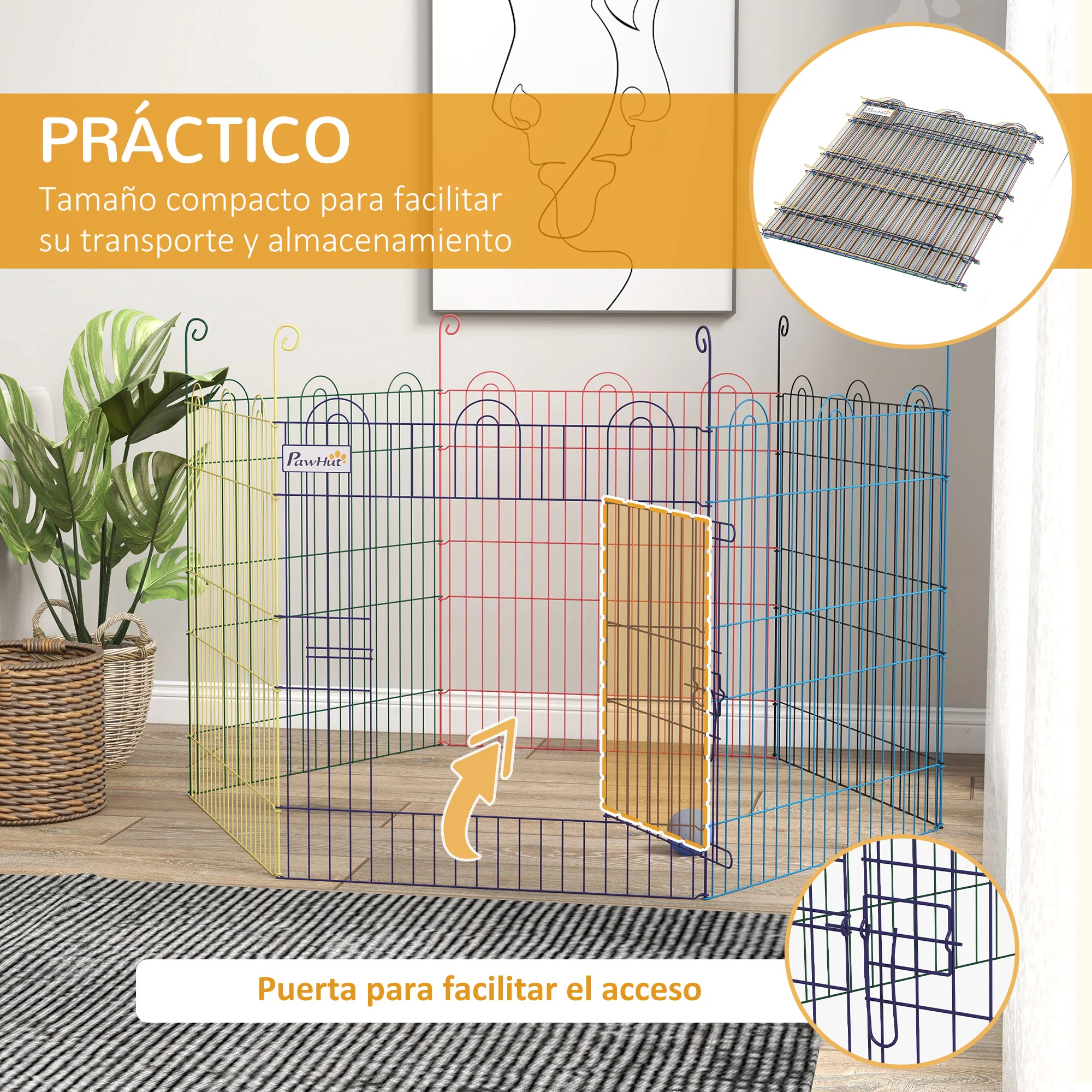 Pawhut Parque Plegable Para Mascotas De 6 Paneles De Alambre Para Jardín Ø120x60 - Image 6