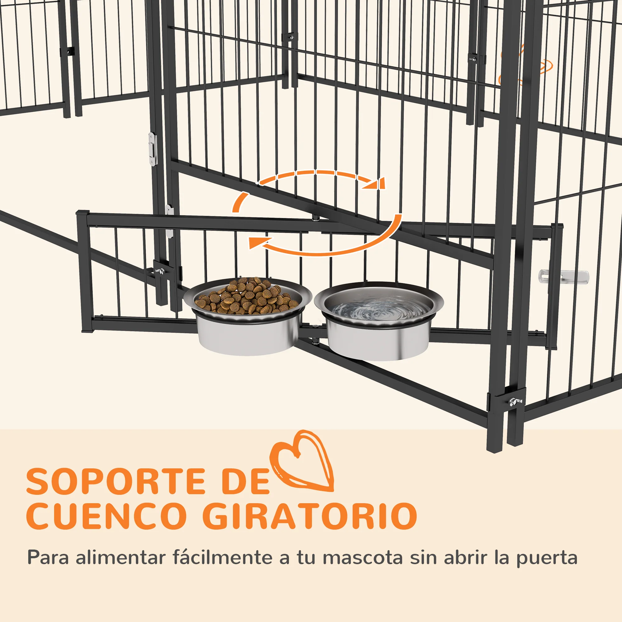 Pawhut Perrera Con Toldo Y 2 Cuencos Para Exterior 211x141x151 Cm Negro - Image 6