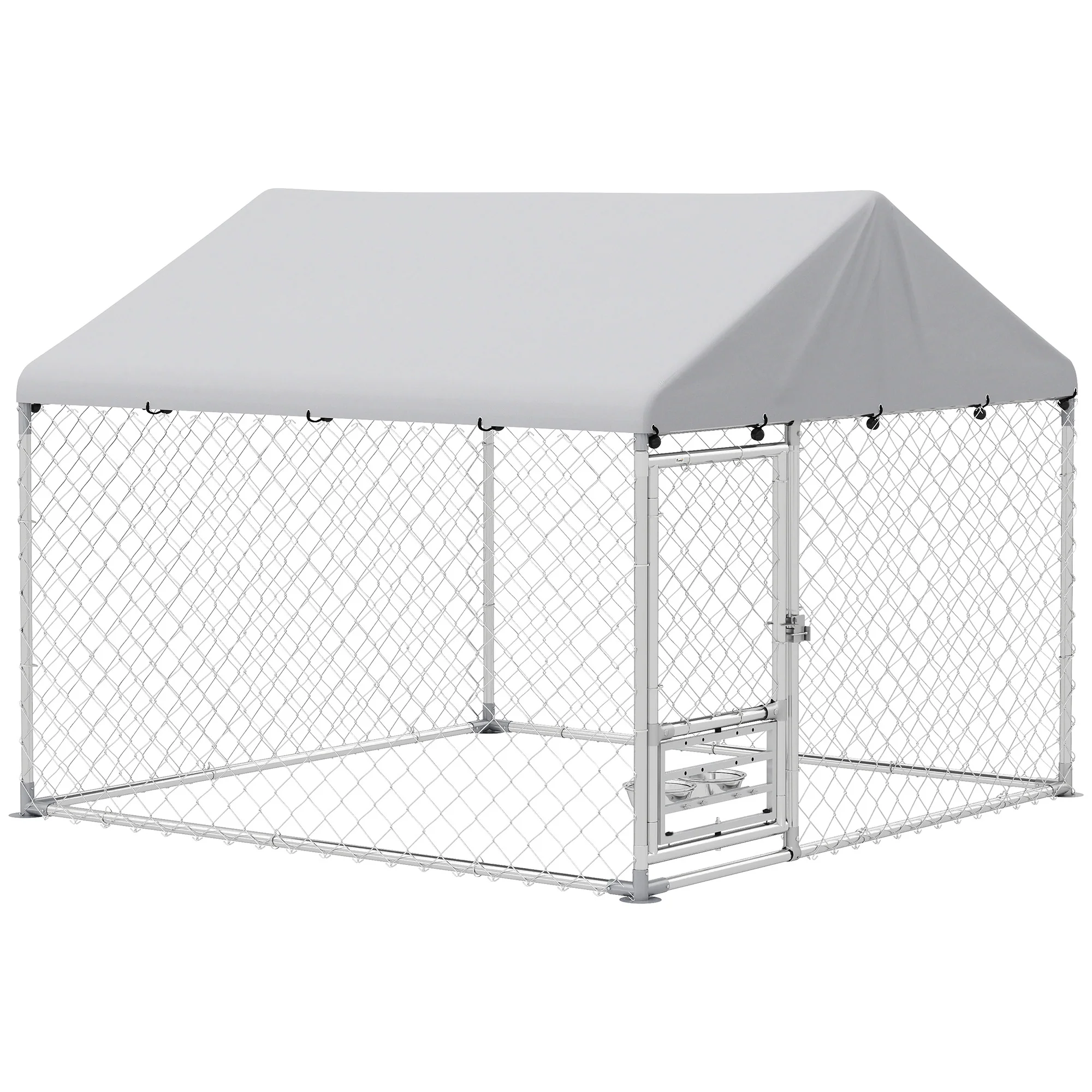 Pawhut Perrera Exterior Con Toldo 2x2x1,55 M Con Techo Impermeable