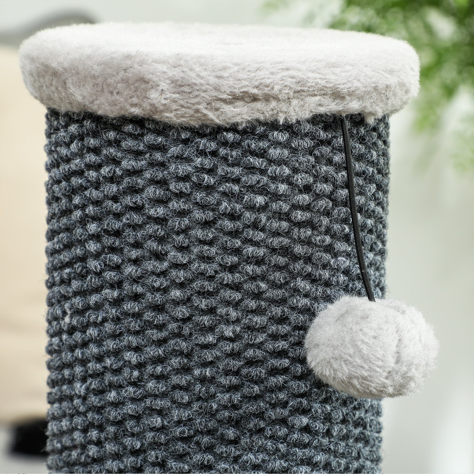 Pawhut Poste Rascador Para Gatos 85 Cm Con Cepillo De Auto Acicalado Gris Crema - Image 5