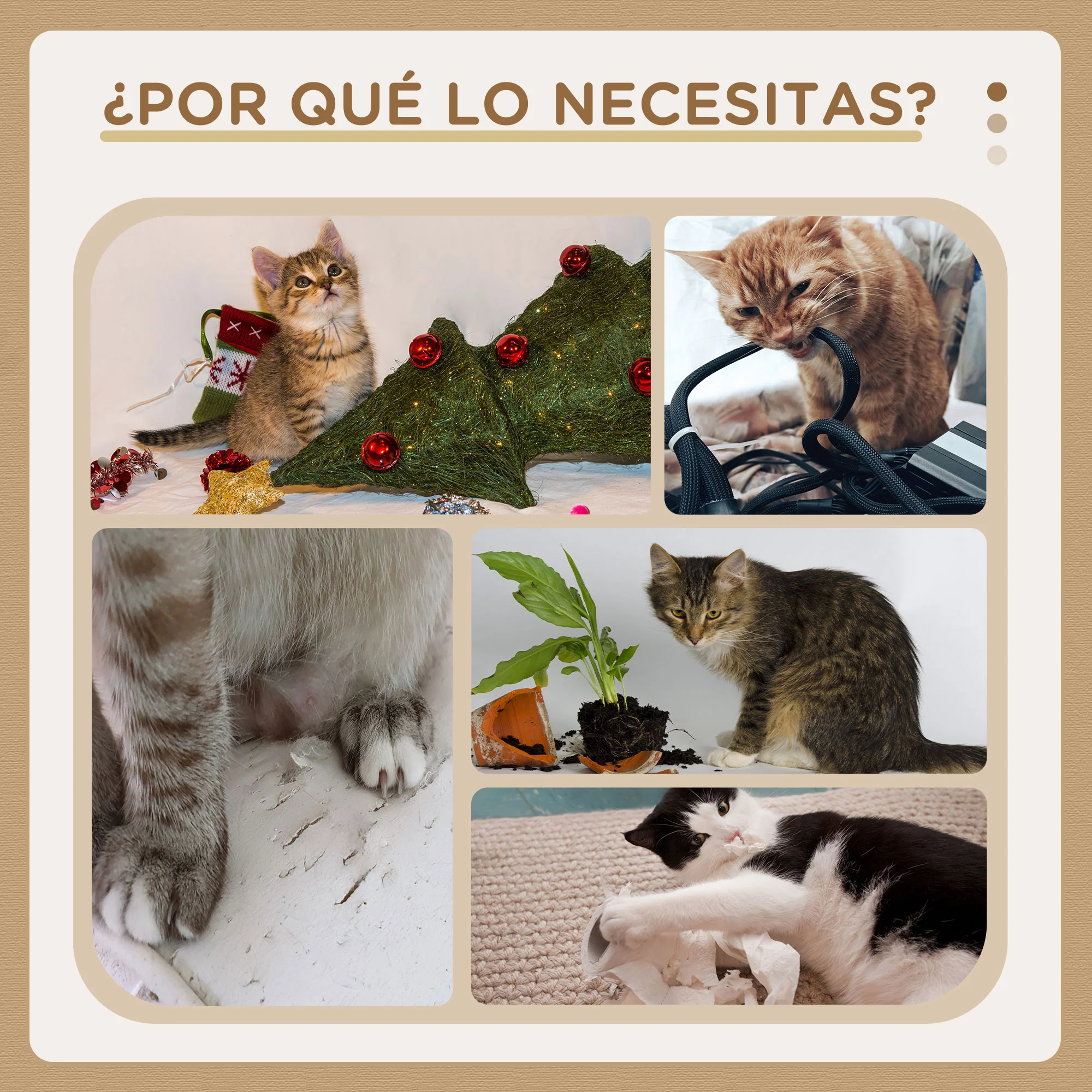 Pawhut Poste Rascador Para Gatos Con Poste De Sisal Y Bola Colgante 38x38x80 Cm - Image 6