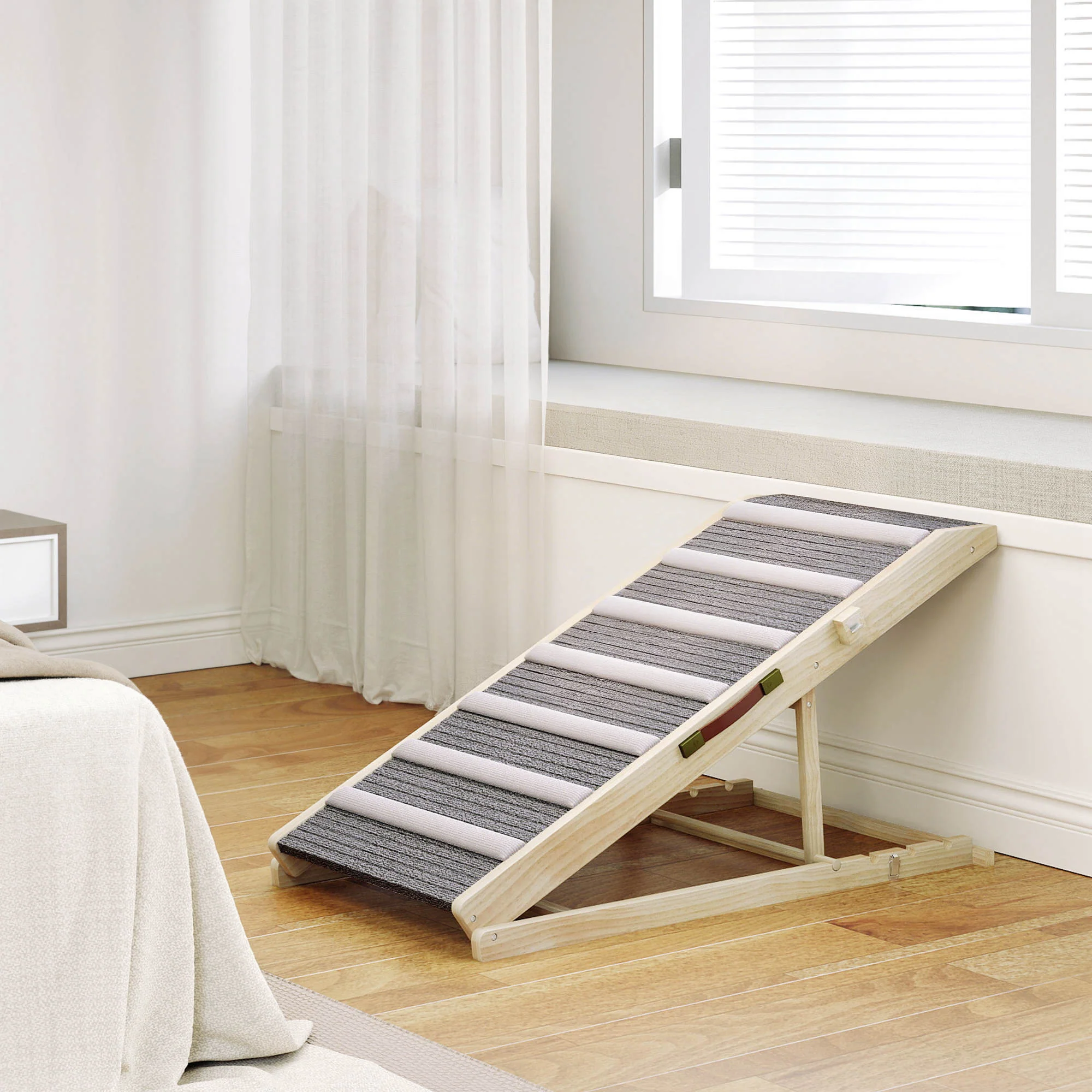 Pawhut Rampa Para Perros De Madera Plegable Altura Ajustable 35-50 Cm 100x50 Cm - Image 2