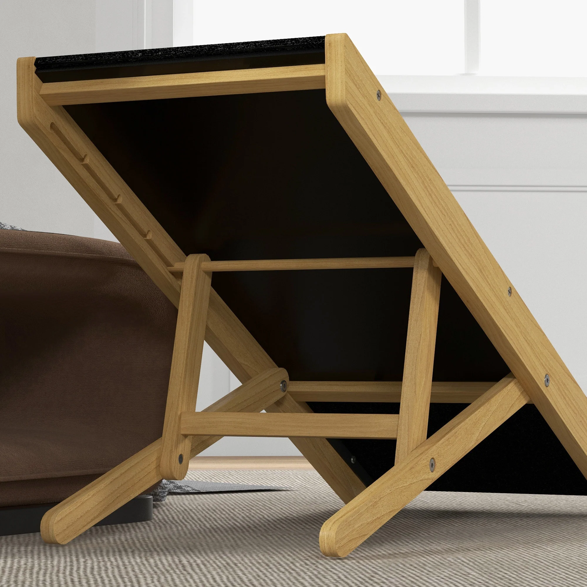 Pawhut Rampa Para Perros Plegable Con Altura Ajustable 83,5x35x47,5 Cm Natural - Image 4