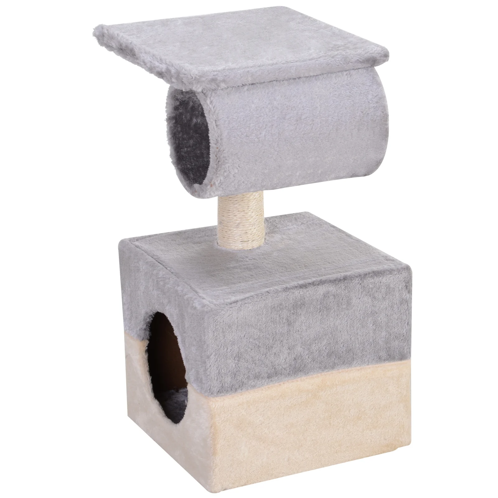 Pawhut Rascador Árbol Para Gatos 31x31x58 Cm Con Poste Central Cama De Felpa - Image 5