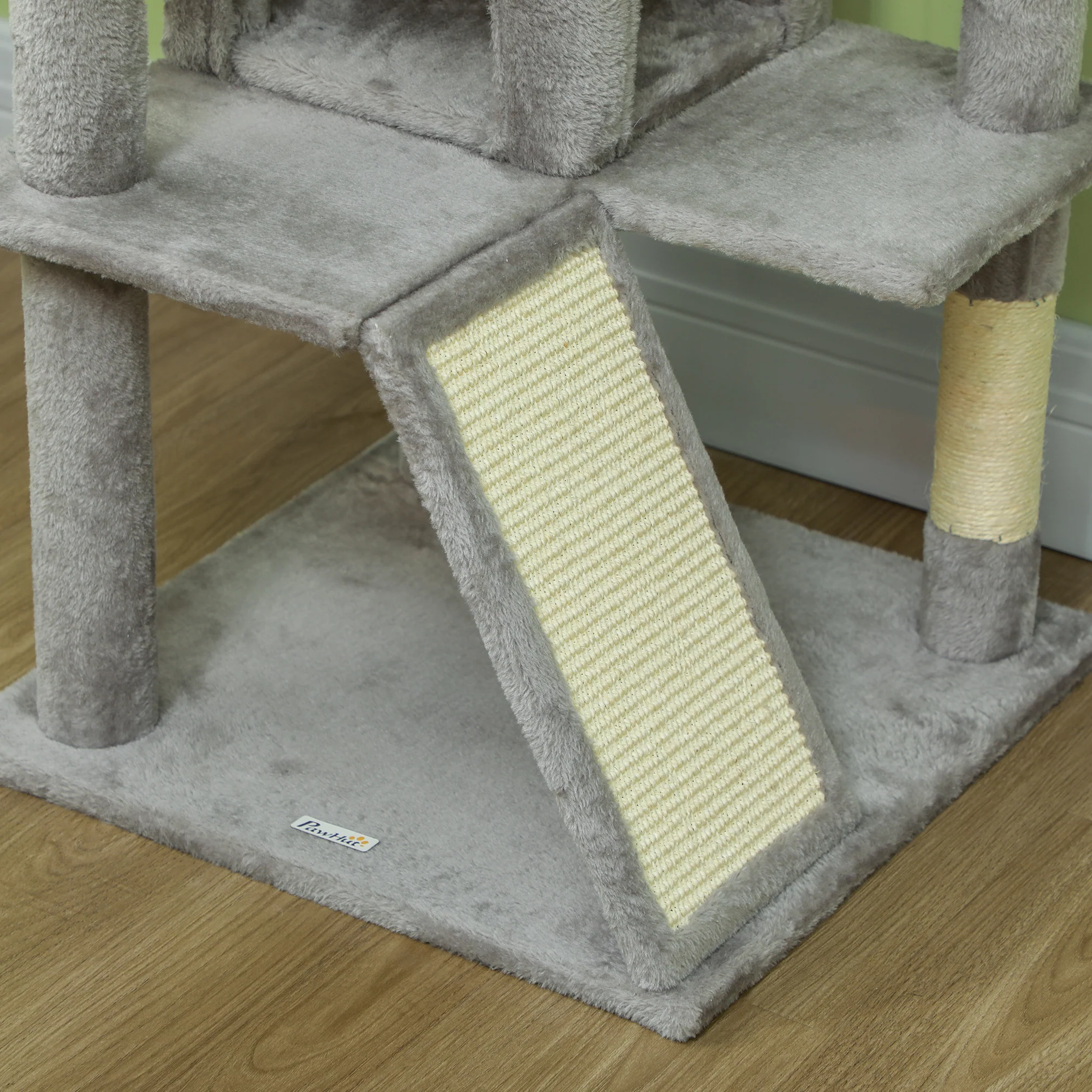 Pawhut Rascador Para Gatos Altura 138 Cm Con Postes De Sisal Hamacas Gris Claro - Image 5
