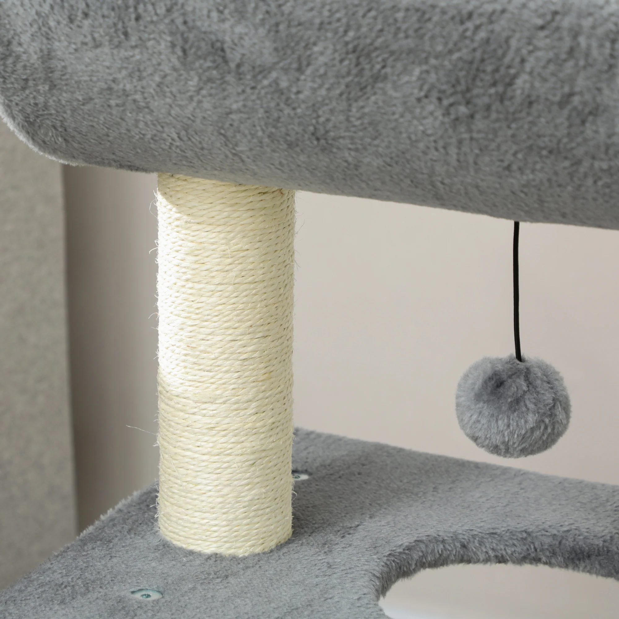 Pawhut Rascador Para Gatos Altura 76 Cm Con Plataforma En U Gris Claro - Image 5
