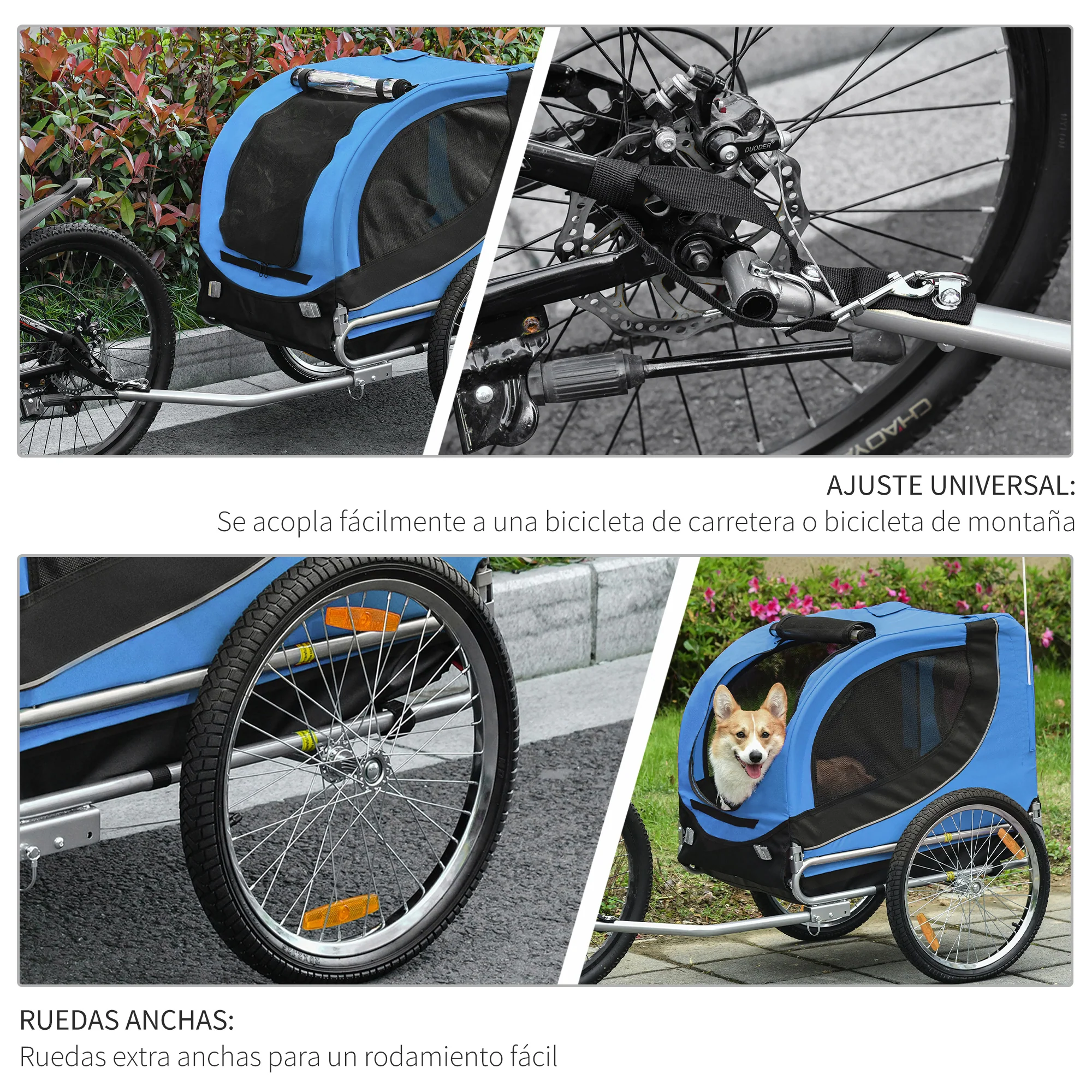 Pawhut Remolque Bicicleta Mascota 1 Bandera 8 Reflectores 1 Barra De Tracción - Image 6