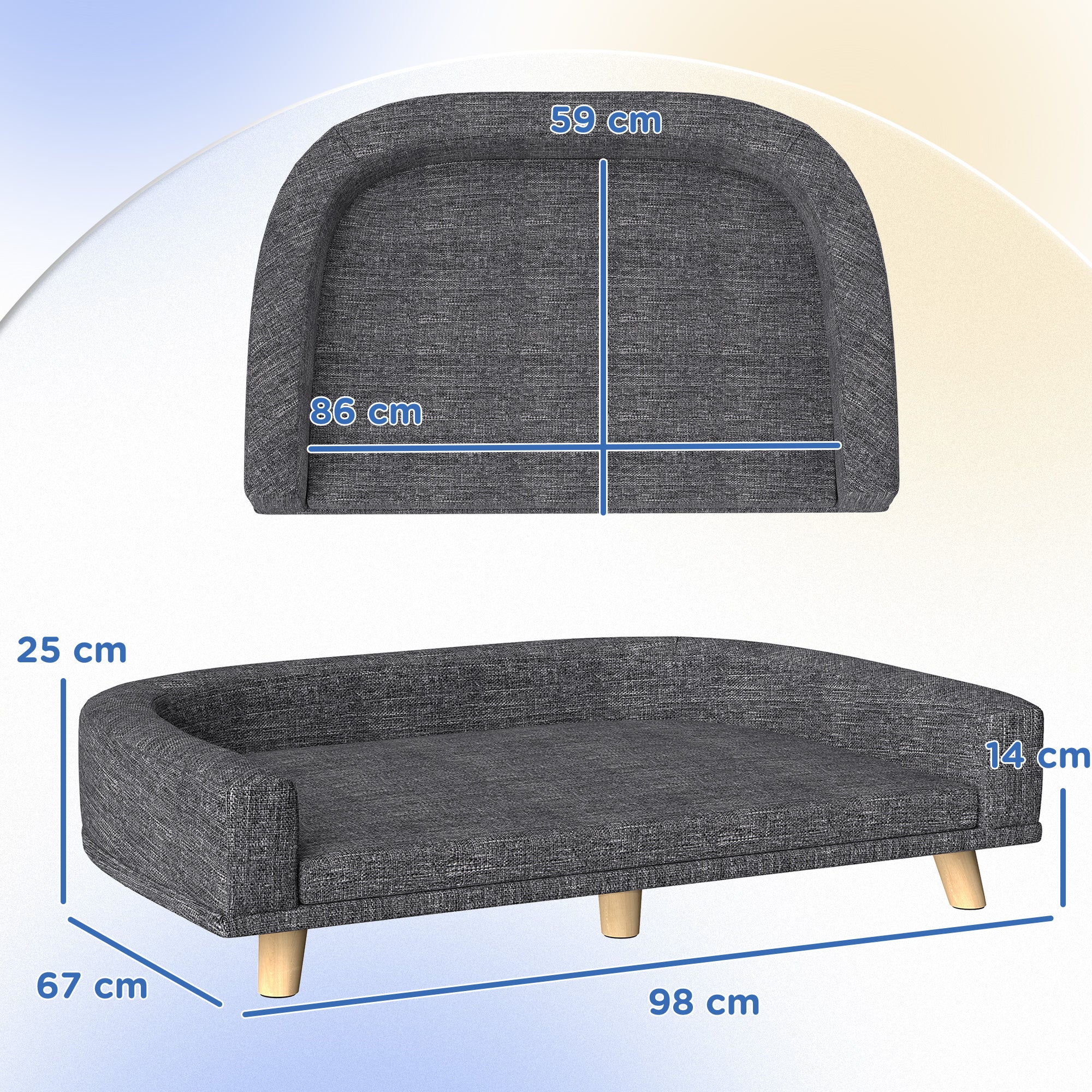 Pawhut Sofá Para Perros Grandes Con Cojín Lavable 98x67x25 Cm Gris Oscuro - Image 3